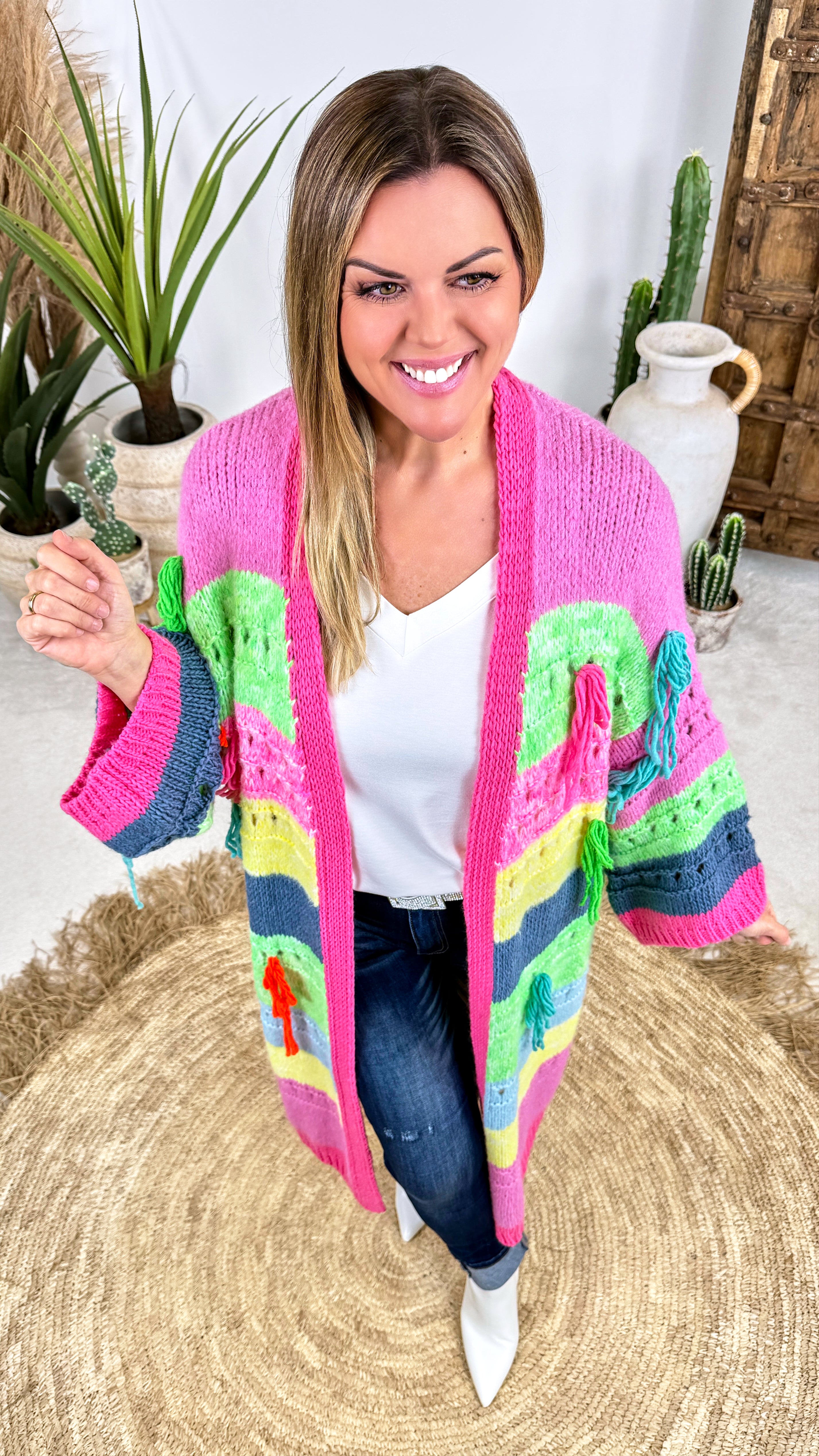 Lange Strickjacke Carnival Fringe