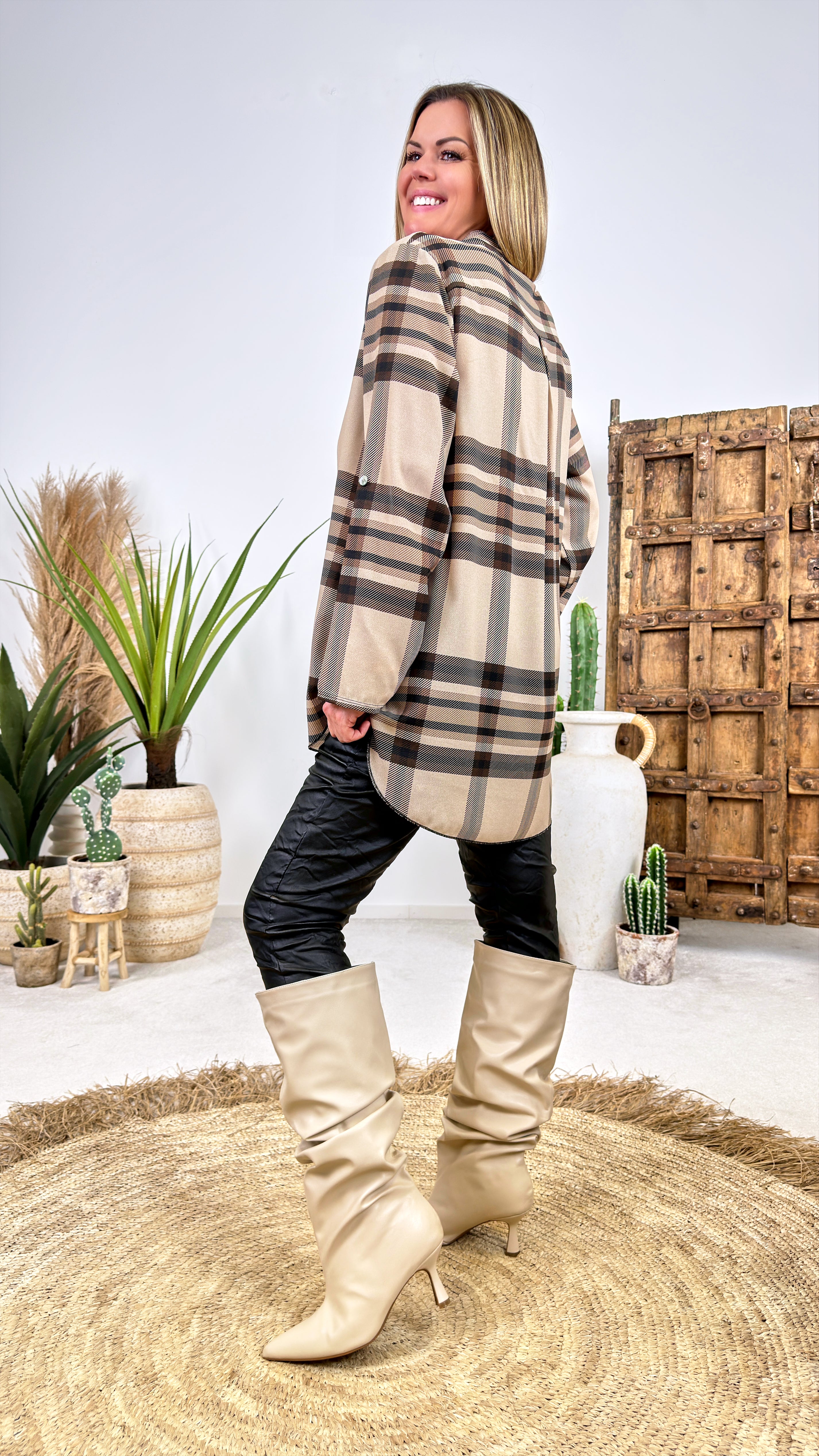 Blusenshirt Classic Plaid *Beige* (lieferbar ab 28.8.26)