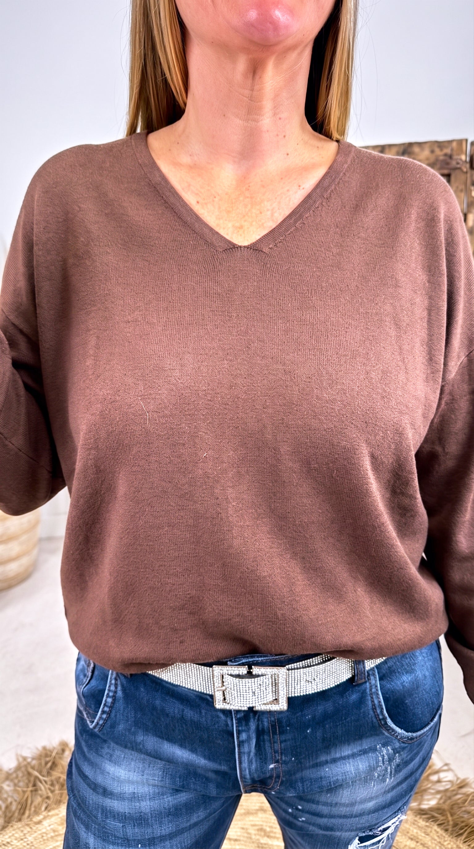 Dünner Strickpullover Caldera *Schoko*