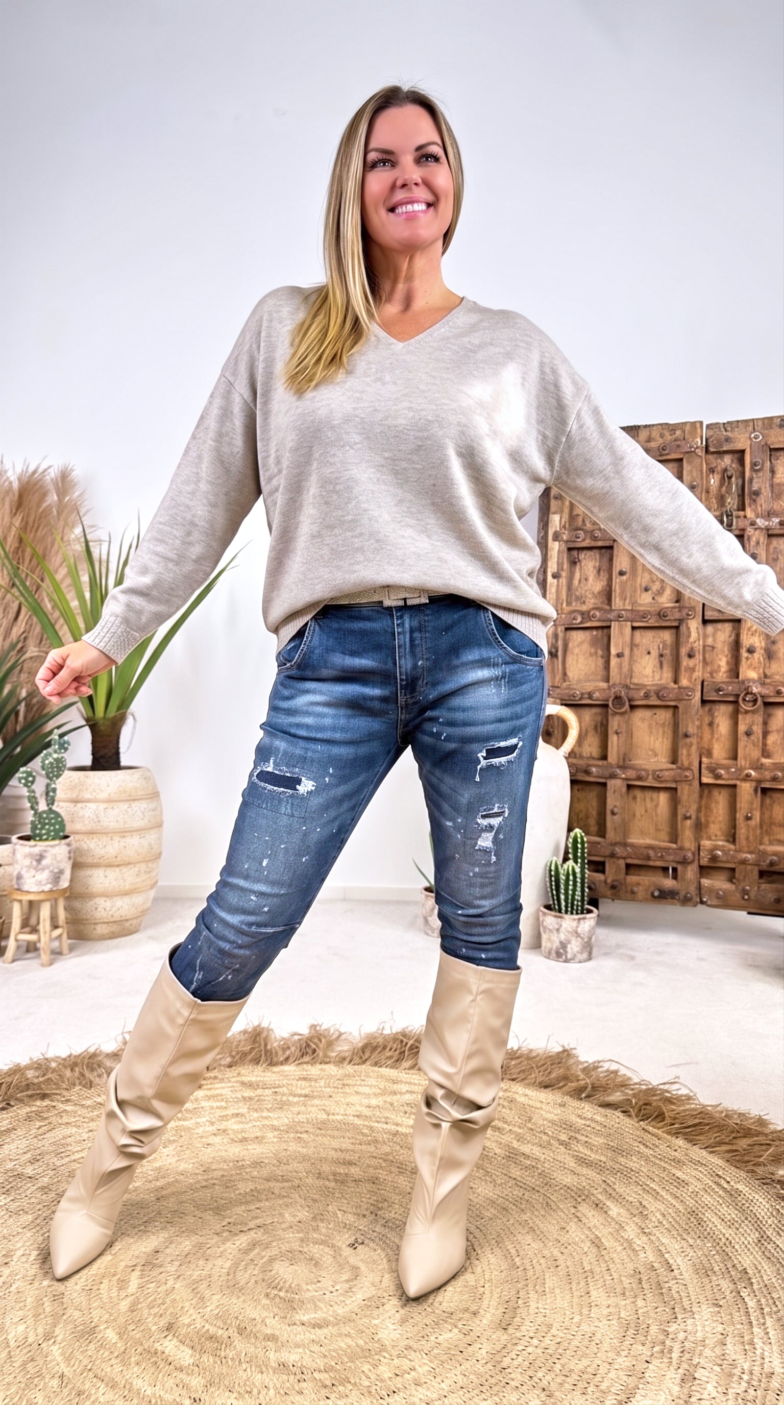 Dünner Strickpullover Caldera *Beige*