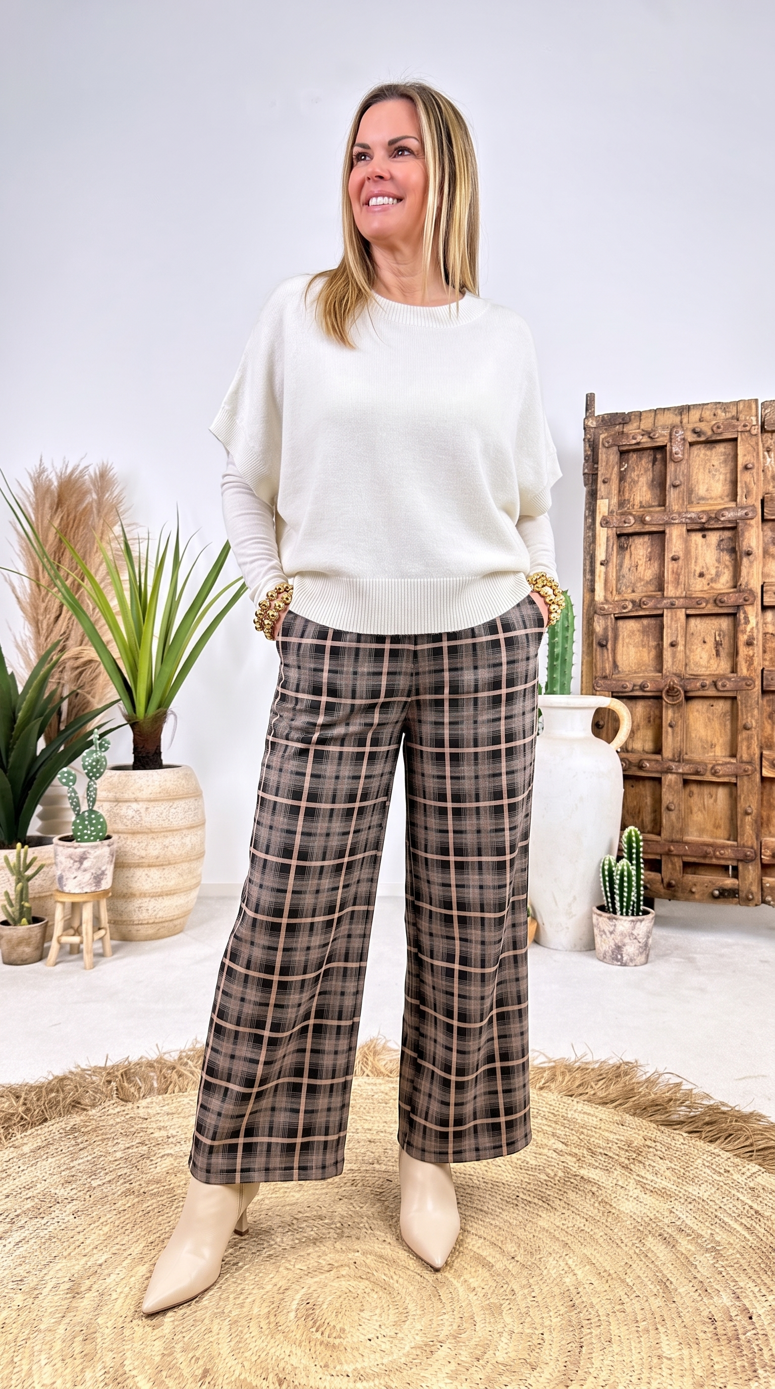 Kurzarm-Pullover Solanum *Creme*