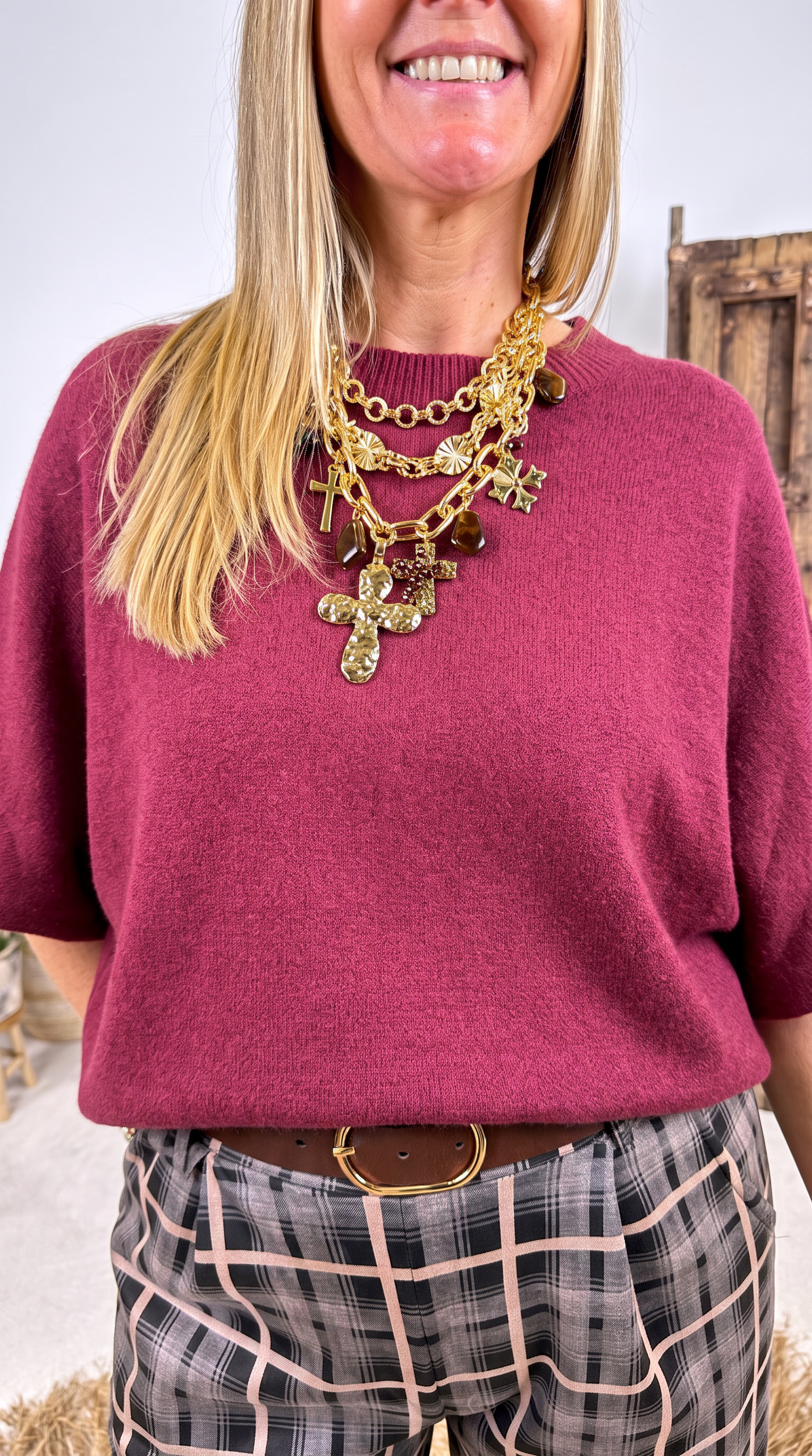 Kurzarm-Pullover Solanum *Bordeaux*