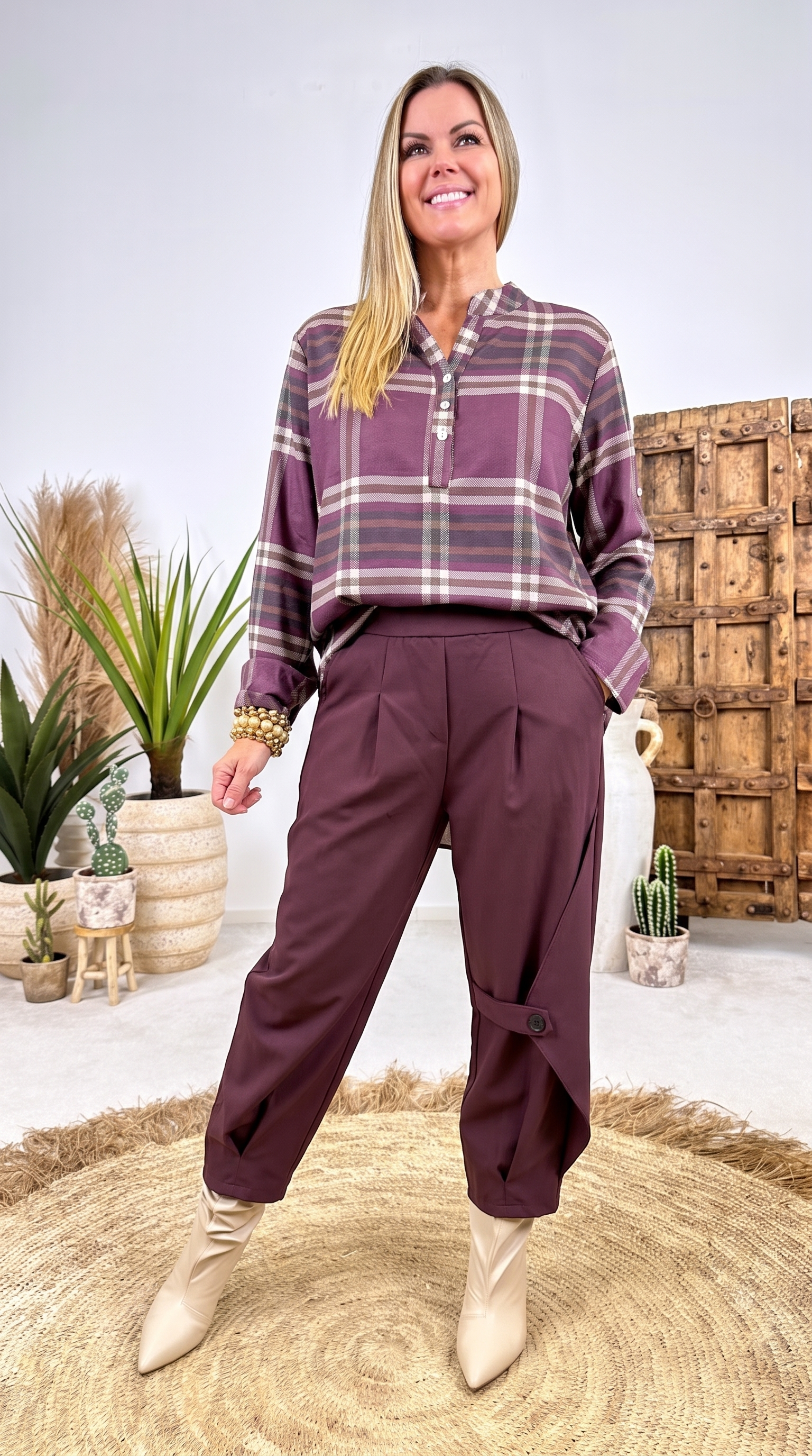 Blusenshirt Classic Plaid *Bordeaux*