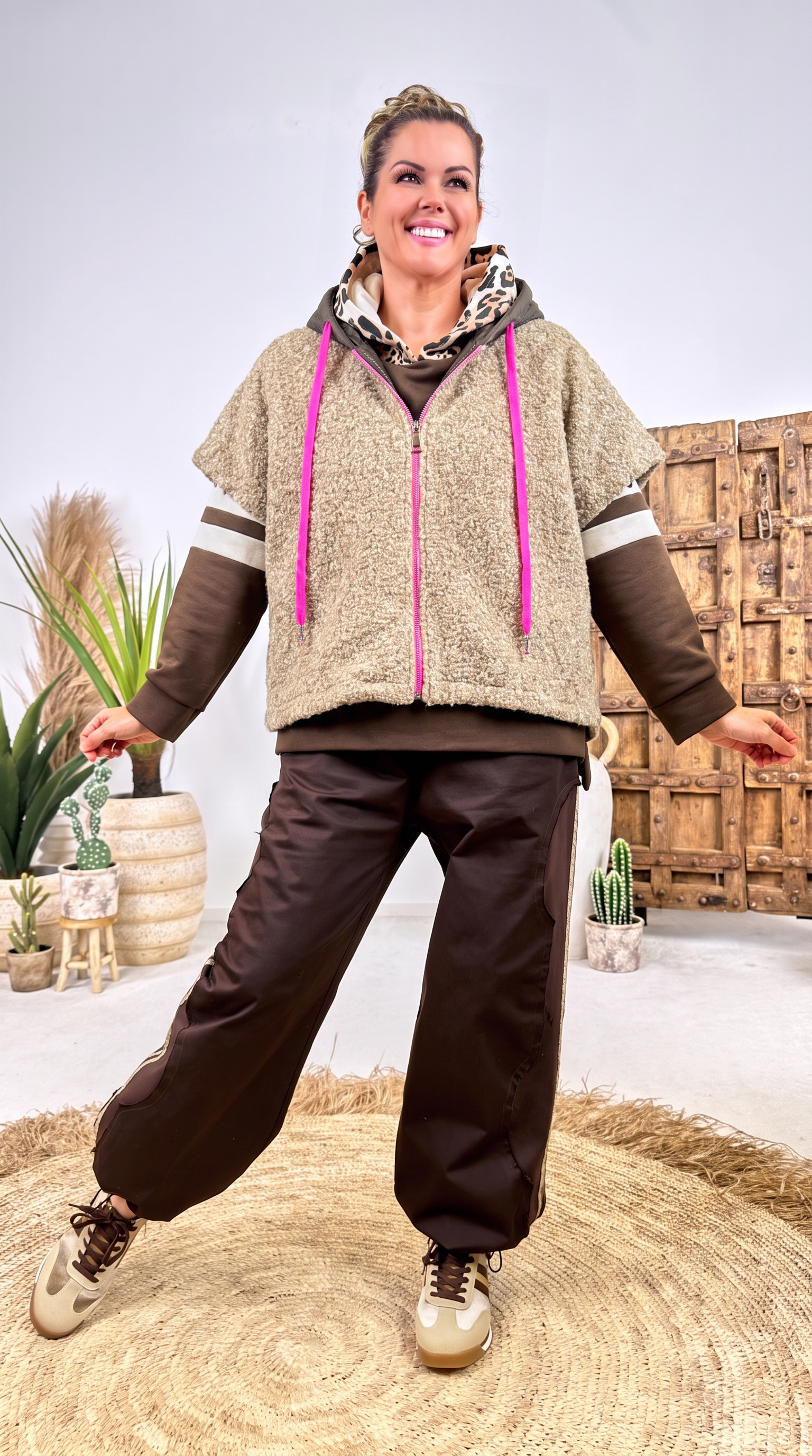 Kurzarm Weste Bramblewood *Beige-Dunkel*