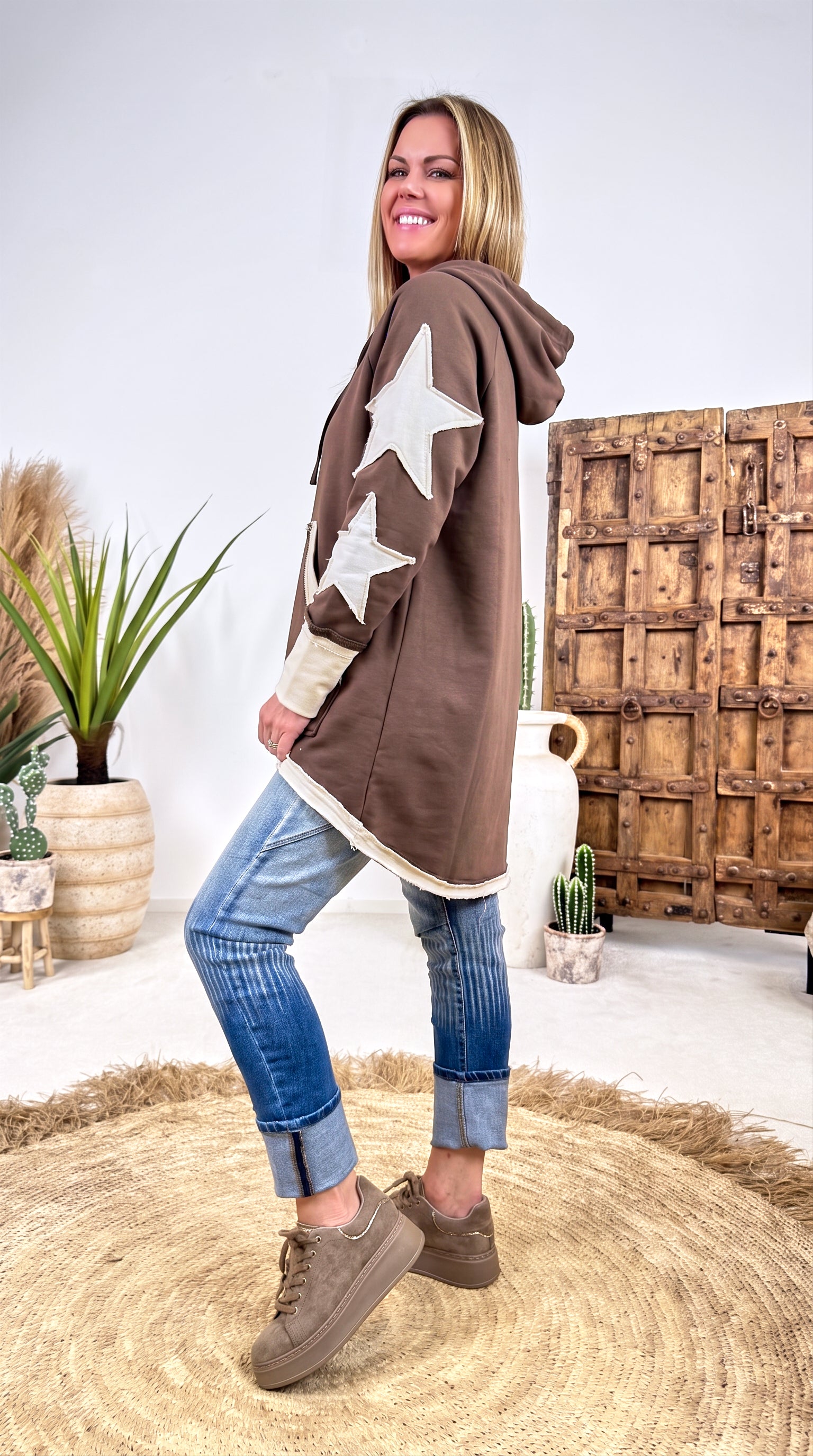 Long-Hoodie Patch & Play *Schoko*