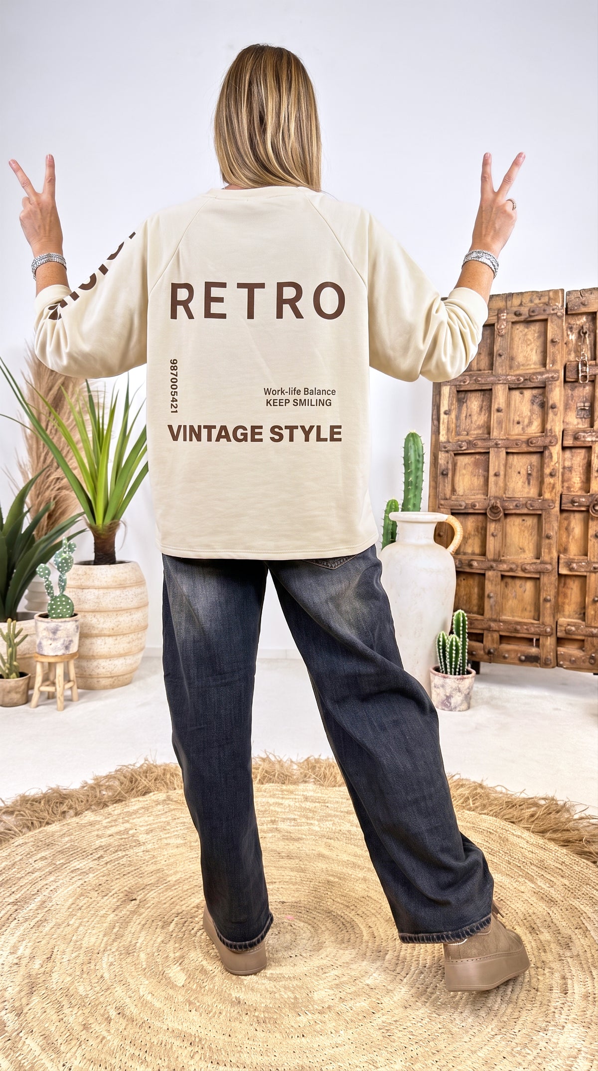 Sweatshirt Vintage Style *Beige*