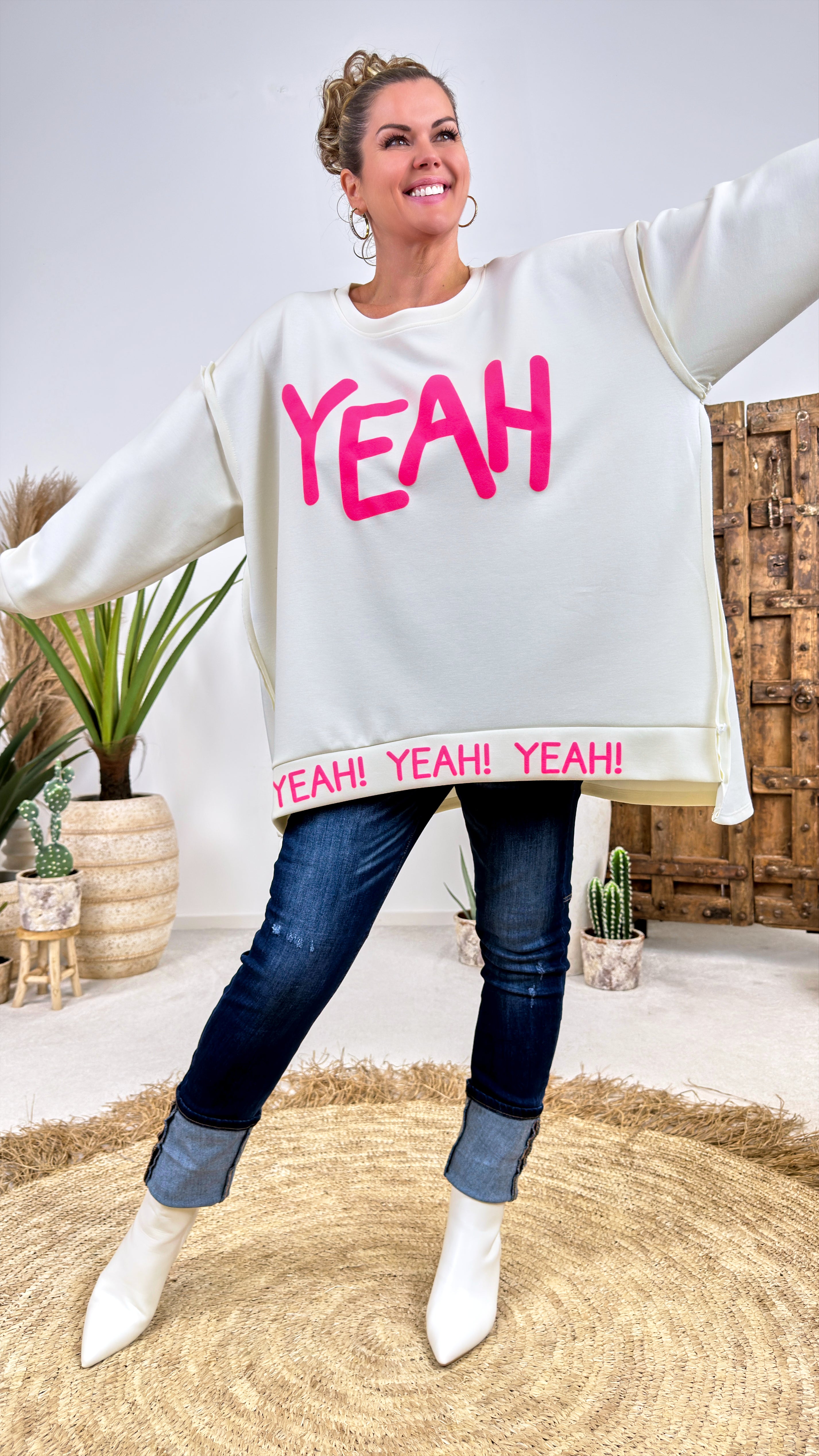 Oversized Sweatshirt  Yeah *Weiß*