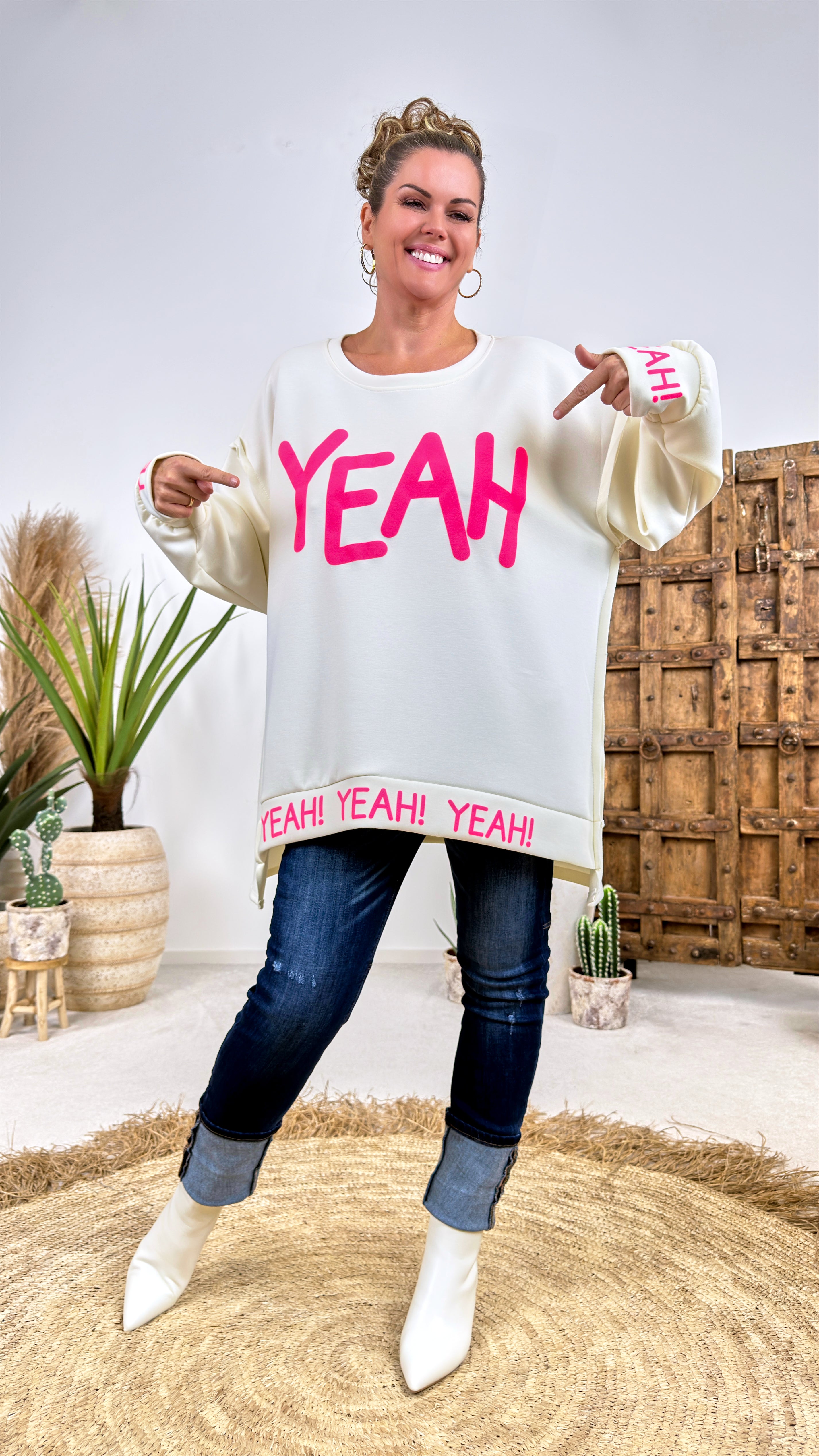 Oversized Sweatshirt  Yeah *Weiß*