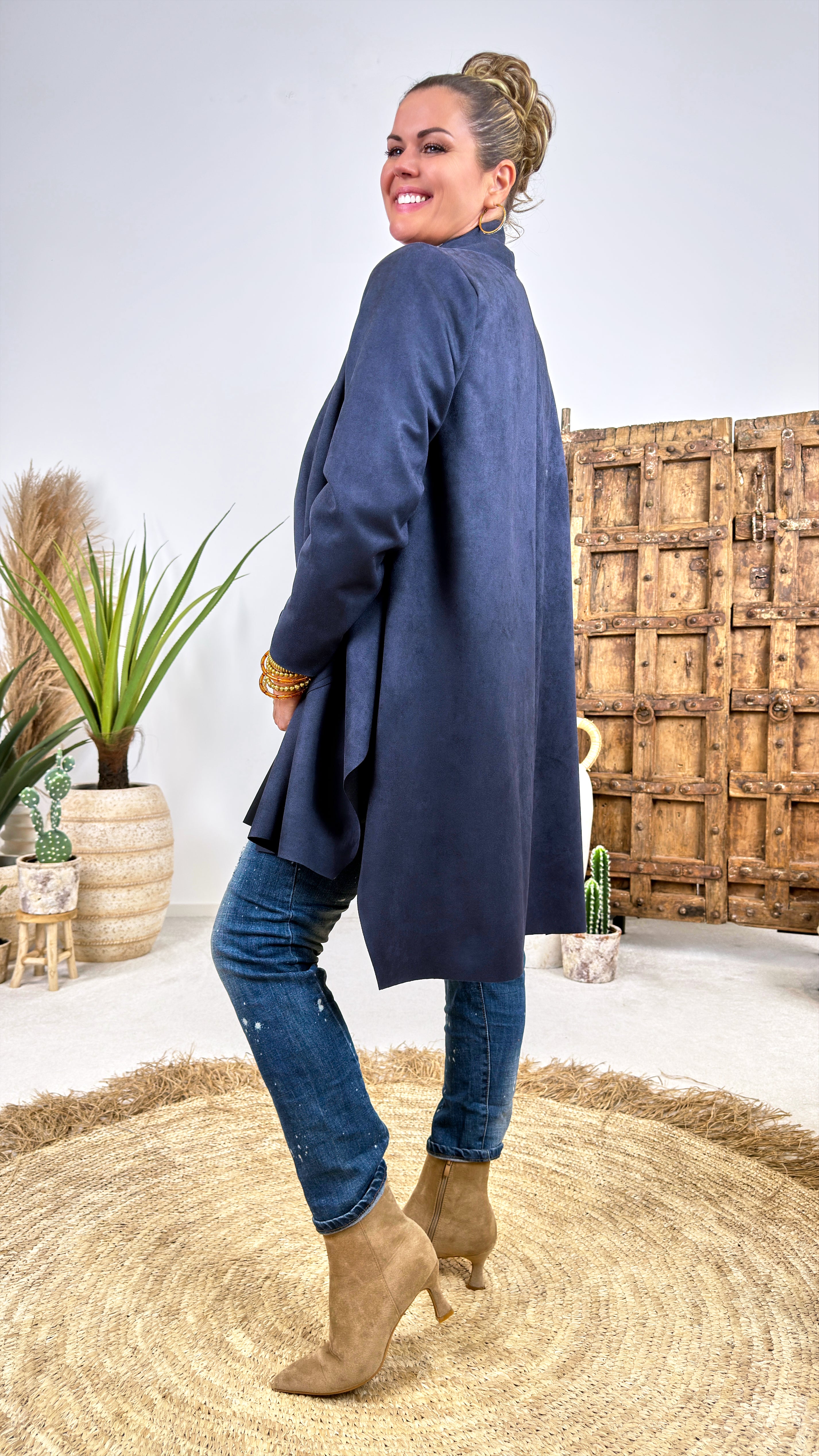 Mantel Drapé Chic *Dunkelblau*