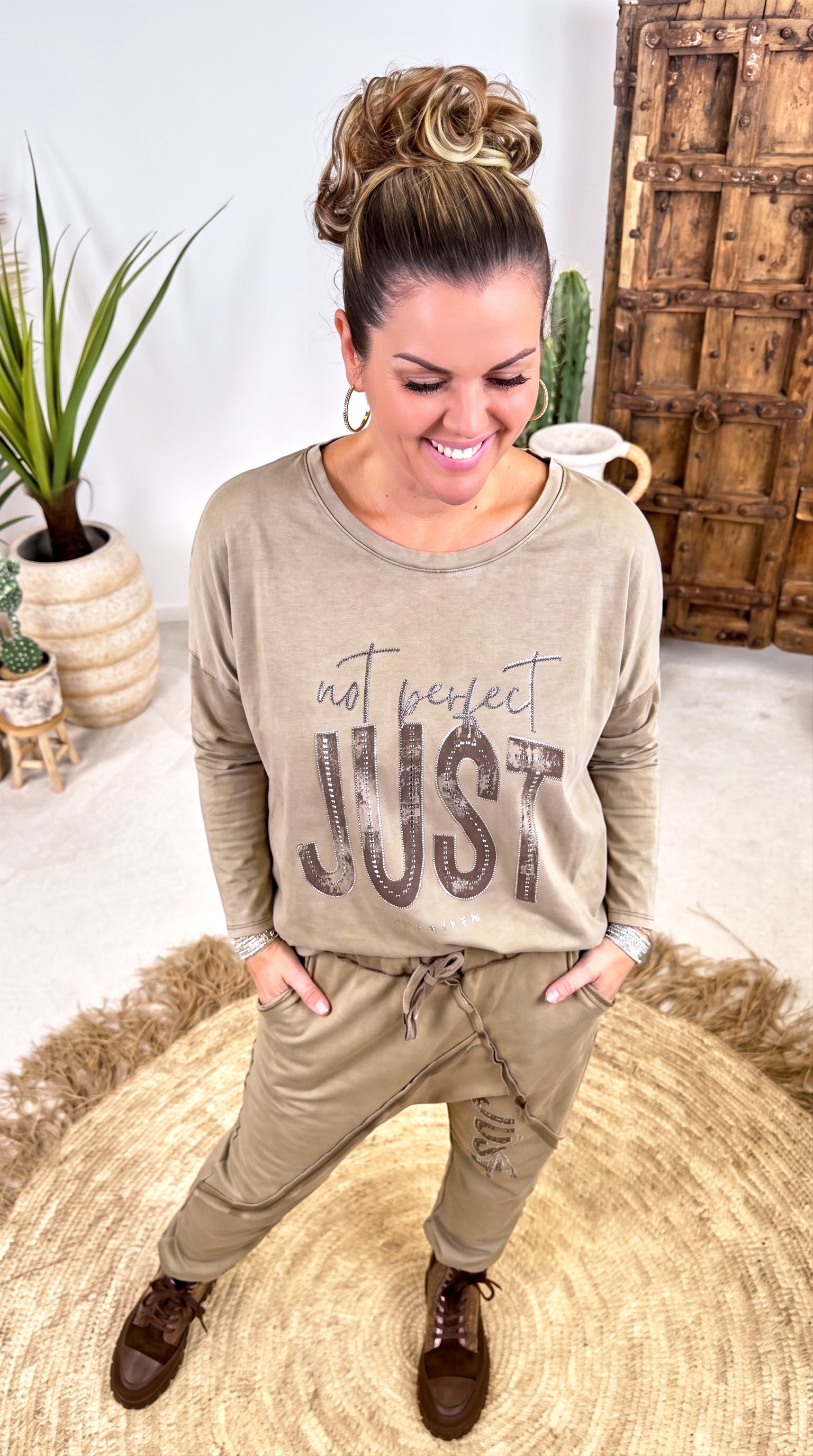 Langarmshirt Just Casual *Camel*