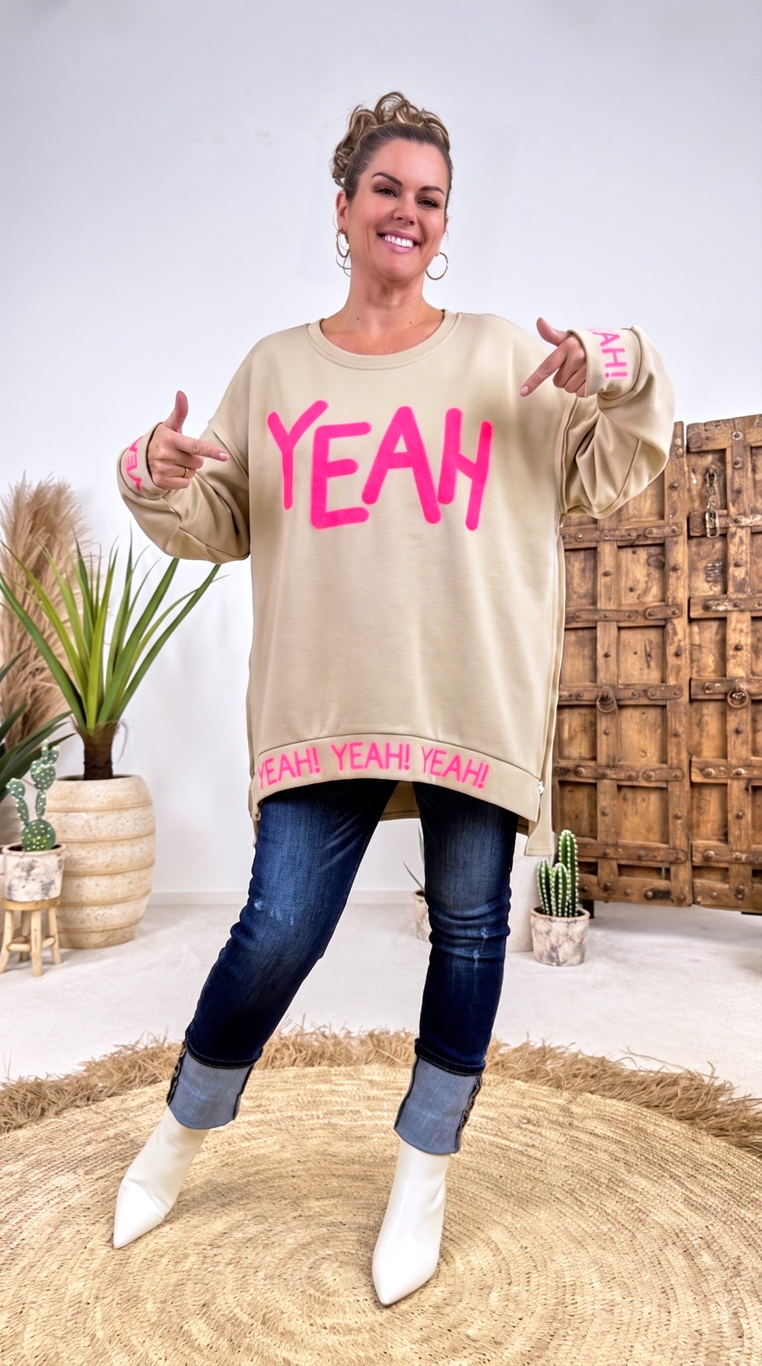 Oversized Sweatshirt  Yeah *Beige*