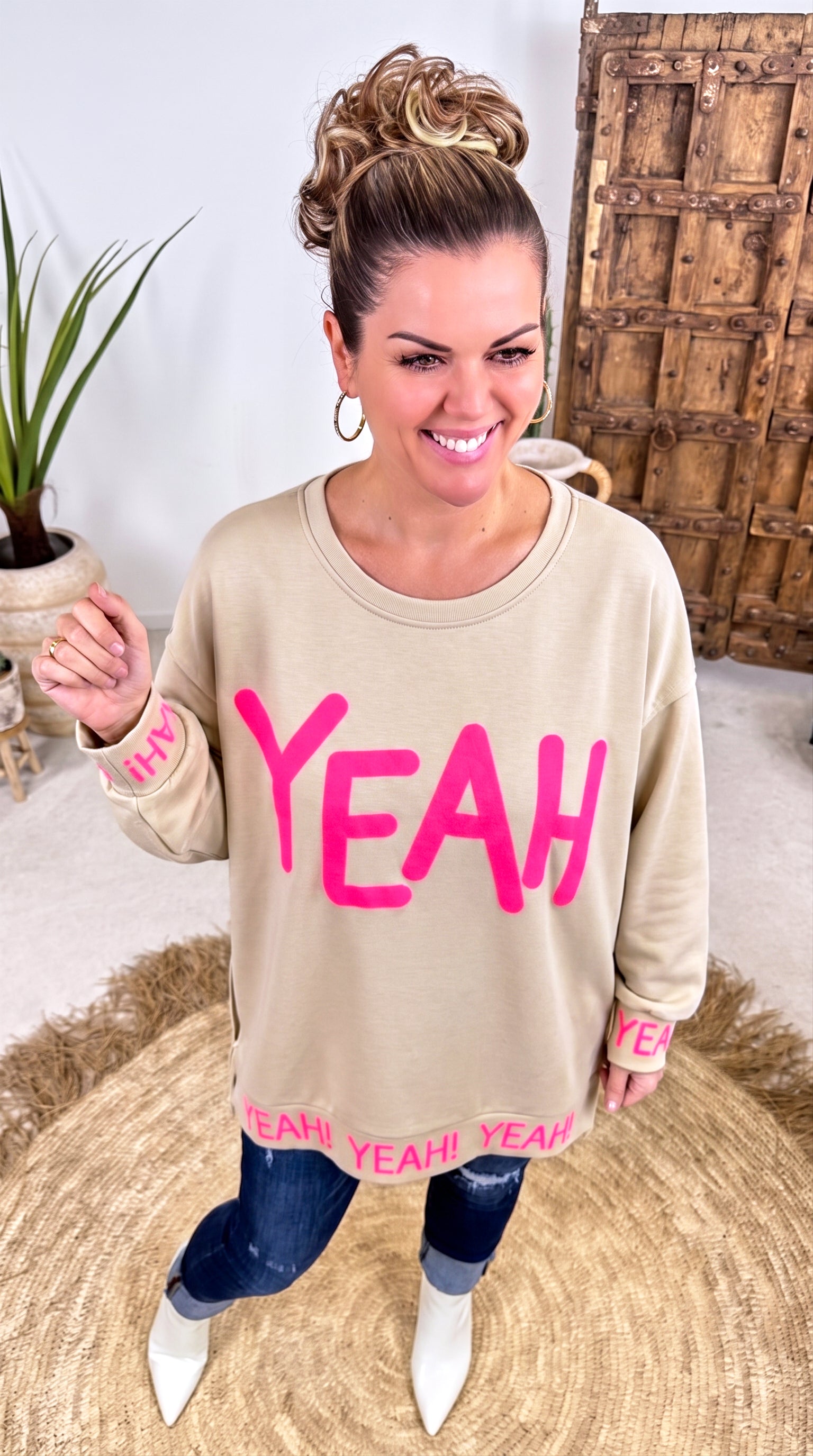 Oversized Sweatshirt  Yeah *Beige*