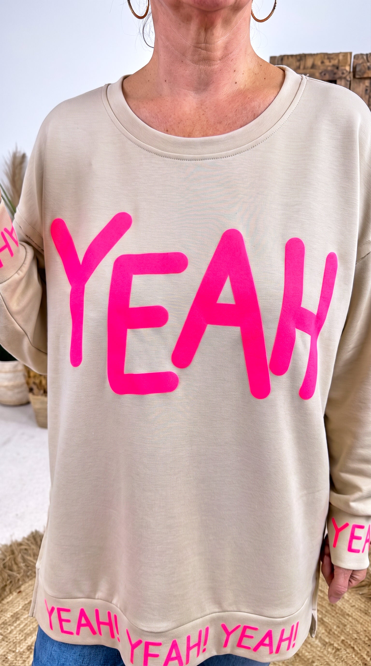 Oversized Sweatshirt  Yeah *Beige*
