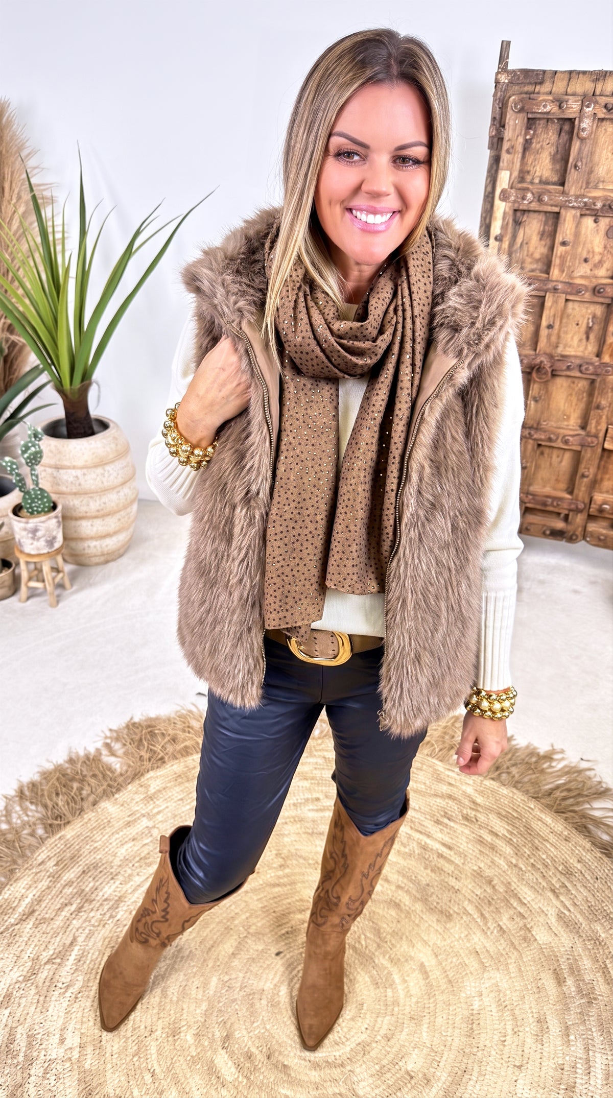 Kunst-Fell Weste Nordic Breeze *Taupe*
