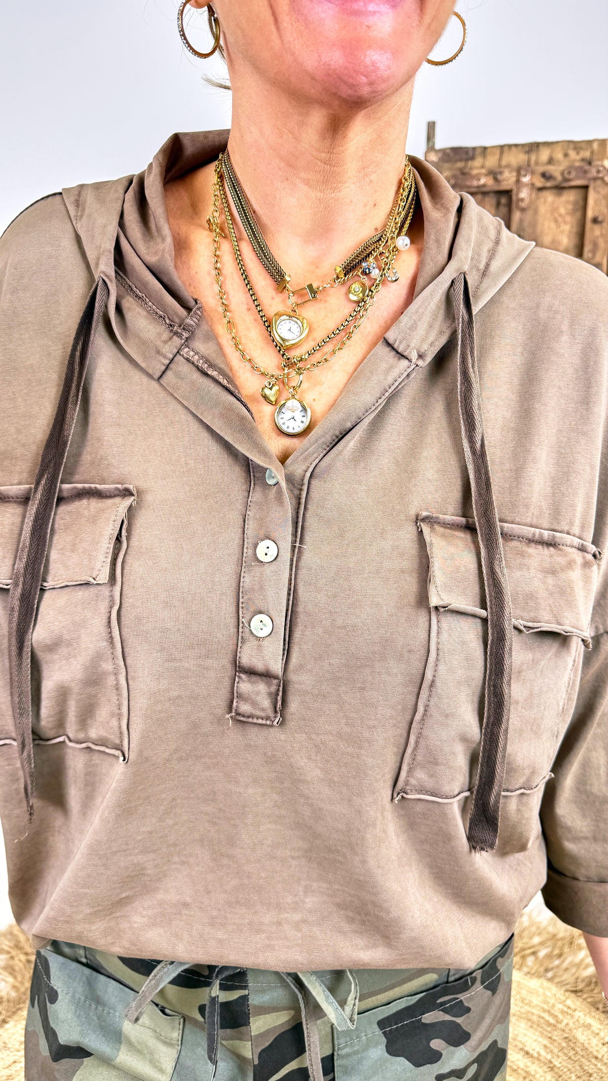 Langarm-Hoodie Corvus *Taupe*