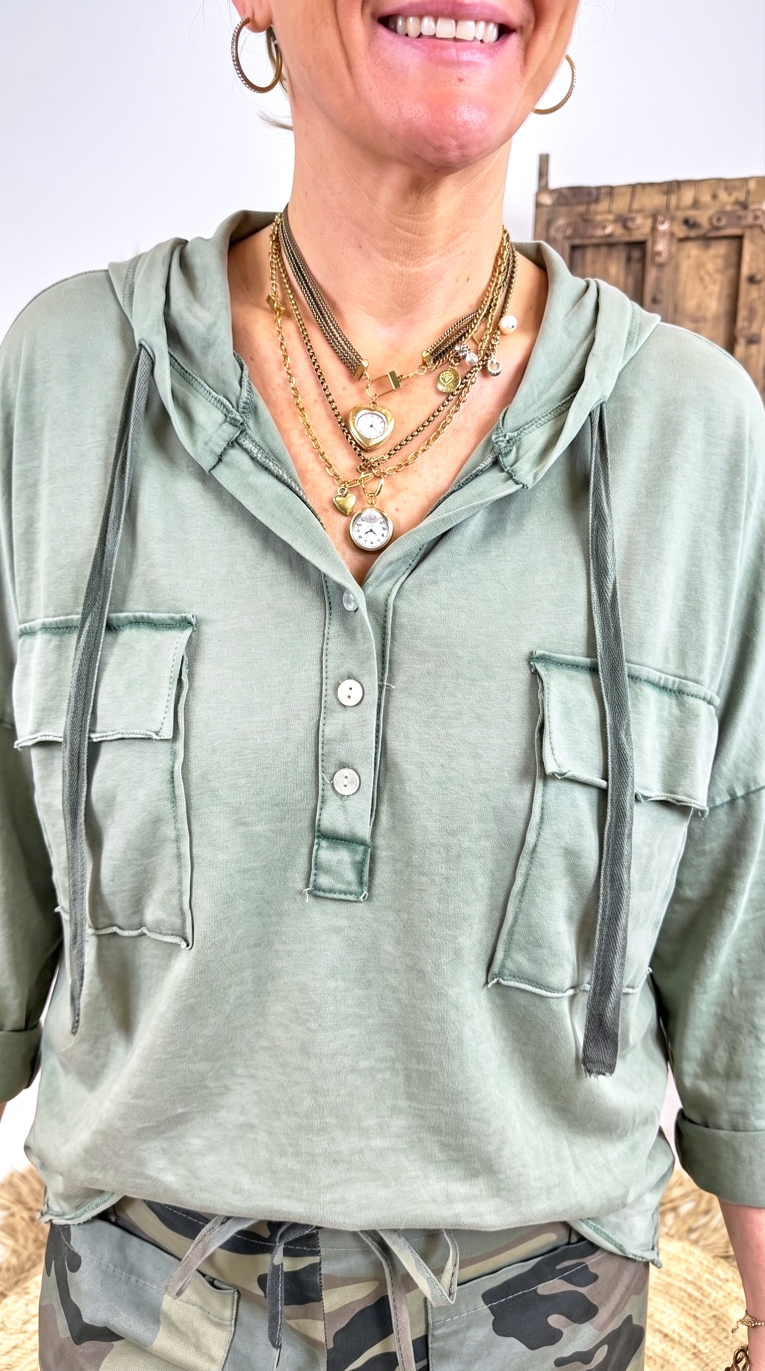 Langarm-Hoodie Corvus *Khaki*