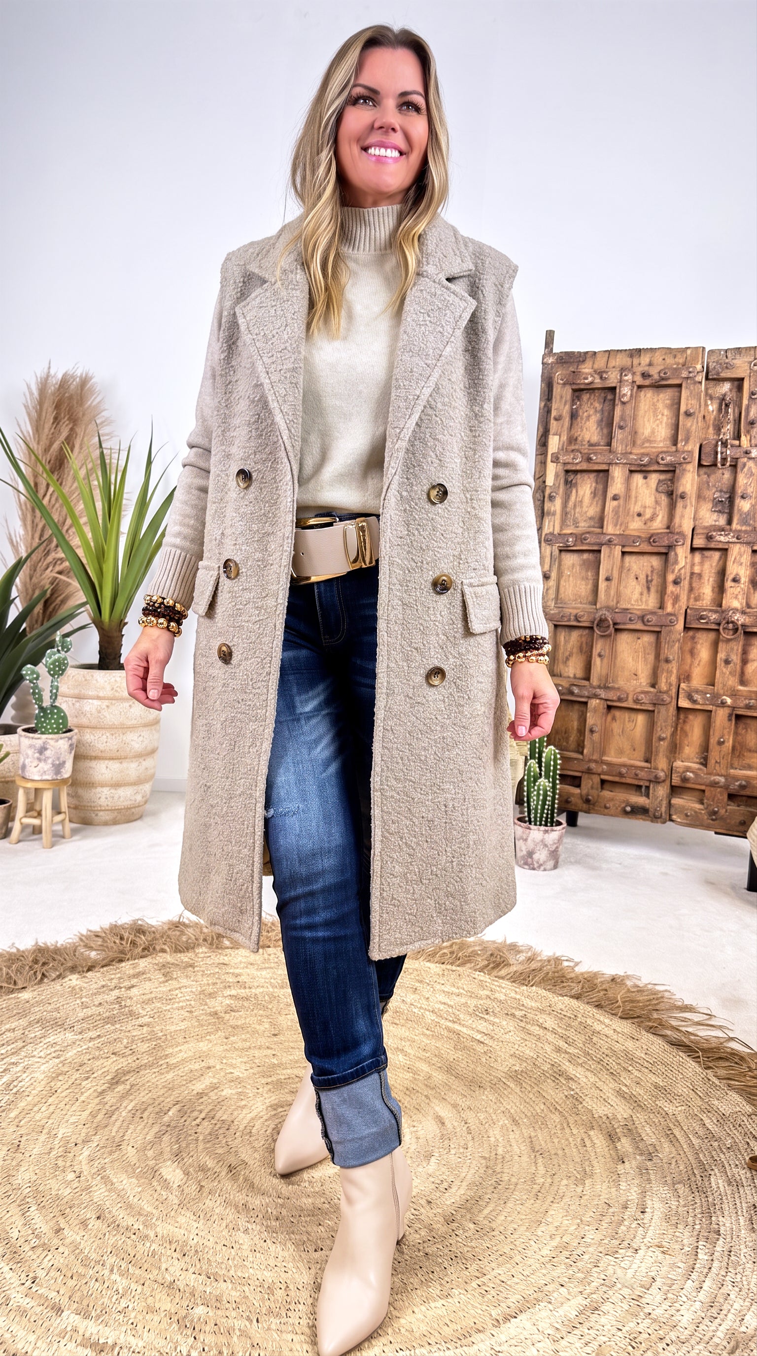 Lange Weste Almendra *Taupe*