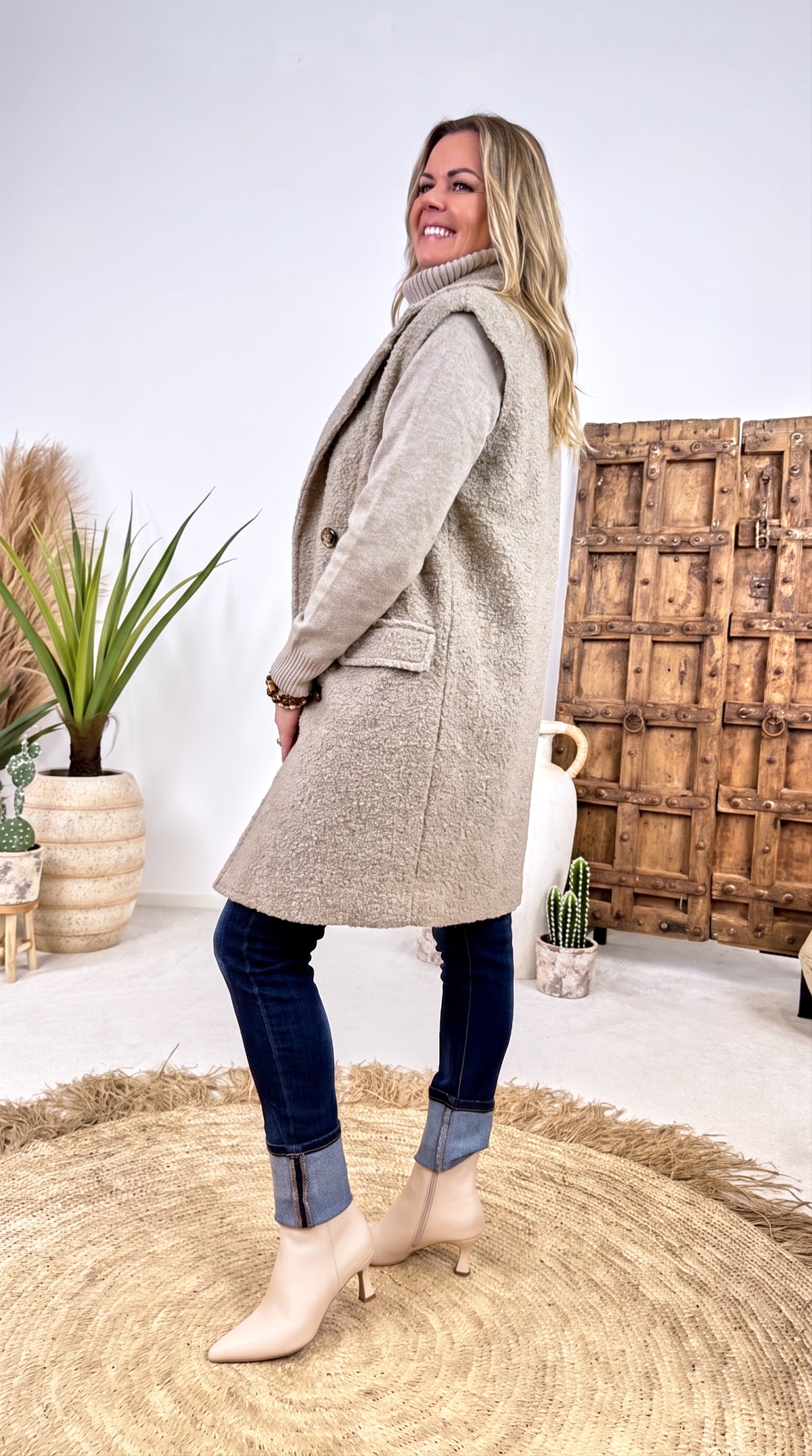 Lange Weste Almendra *Taupe*