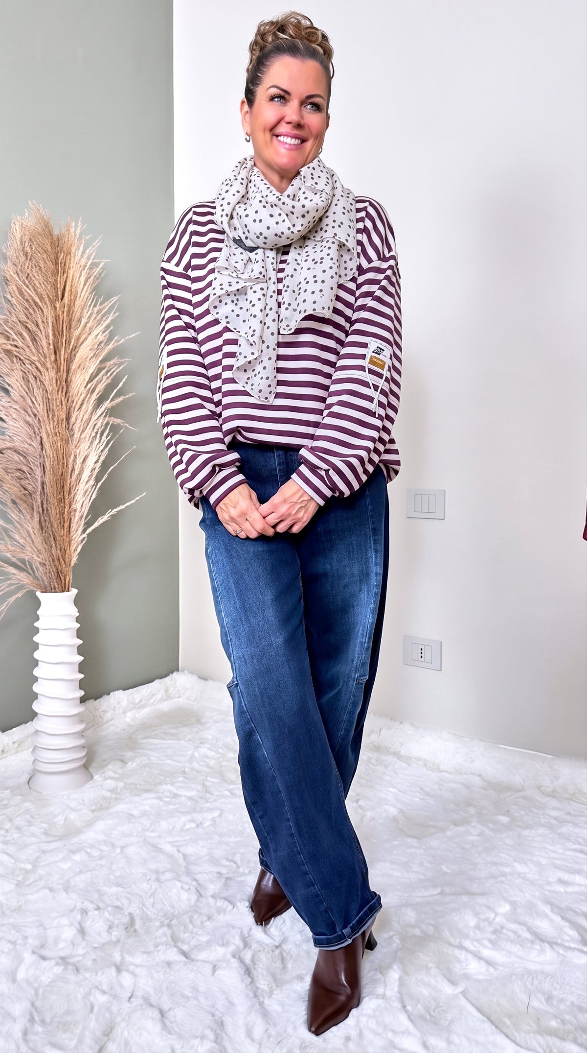 Sweatshirt Solaya *Creme/bordeaux*