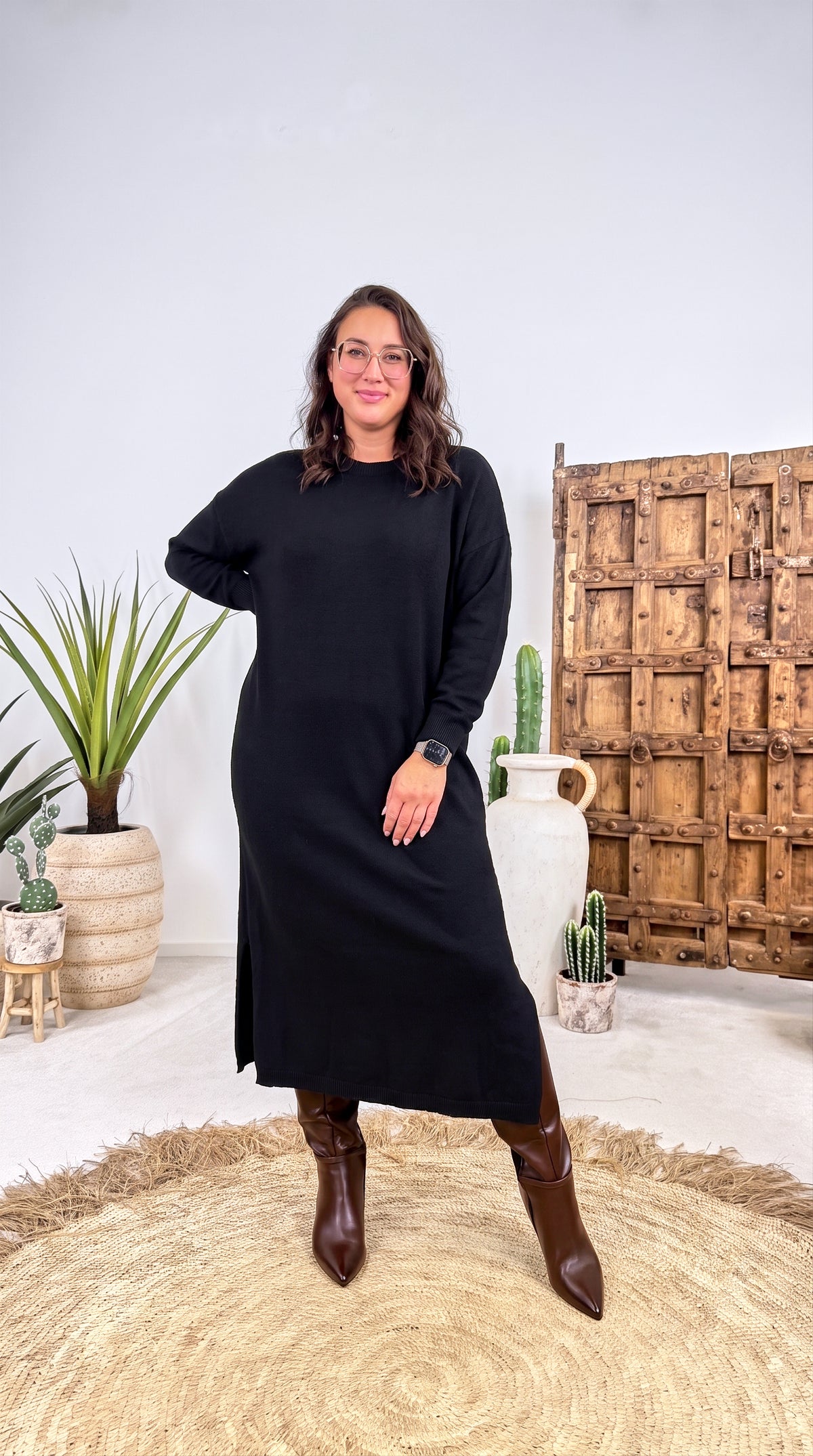 Langes Strickkleid Cassini Drift *Schwarz*