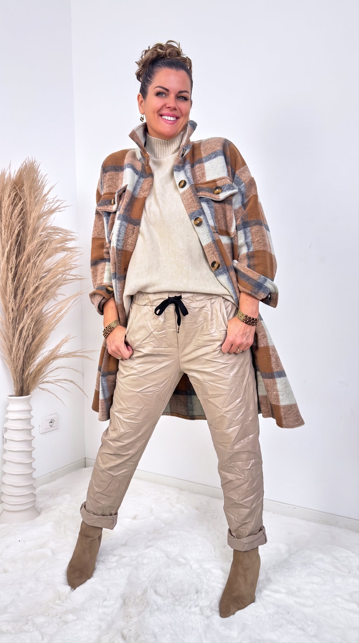Jogpants Leather Classic *Beige* BIG SIZE