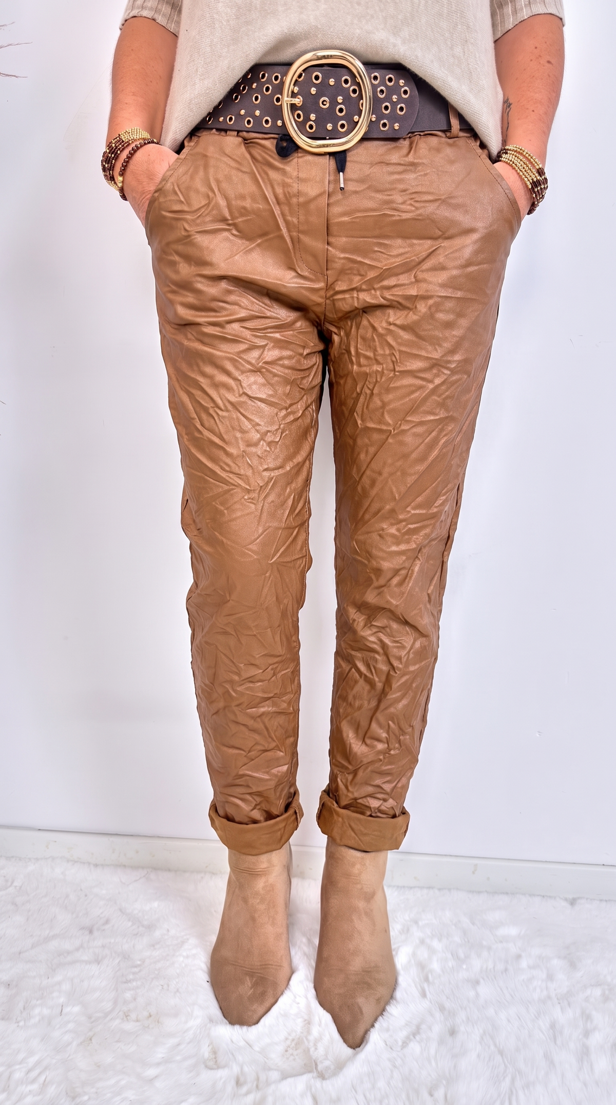 Jogpants Leather Classic *Camel* BIG SIZE