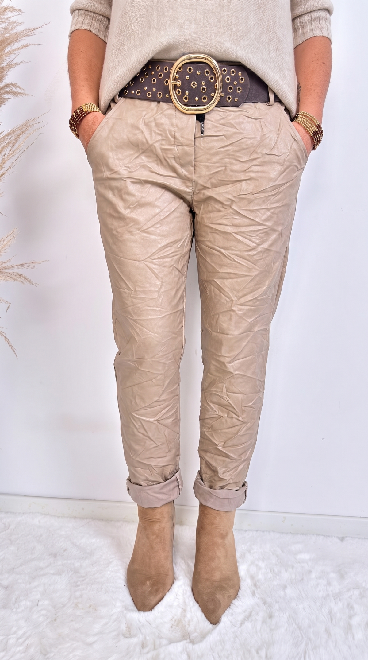 Jogpants Leather Classic *Beige* BIG SIZE