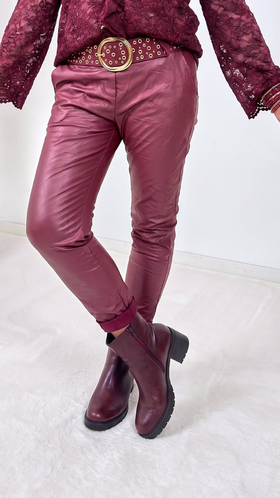 Jogpants Leather Classic *Bordeaux*