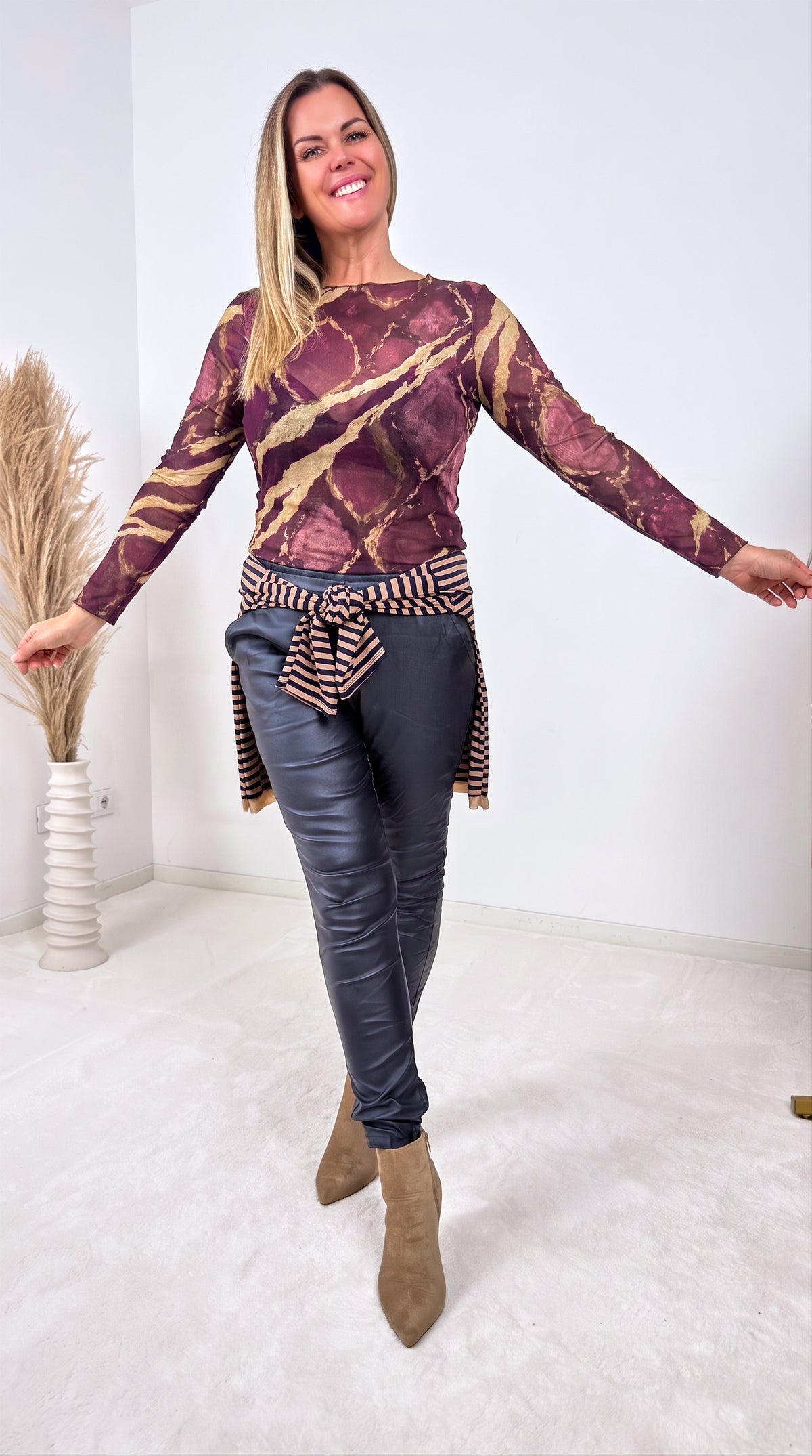 Dünnes Langarmshirt Bark *Bordeaux*