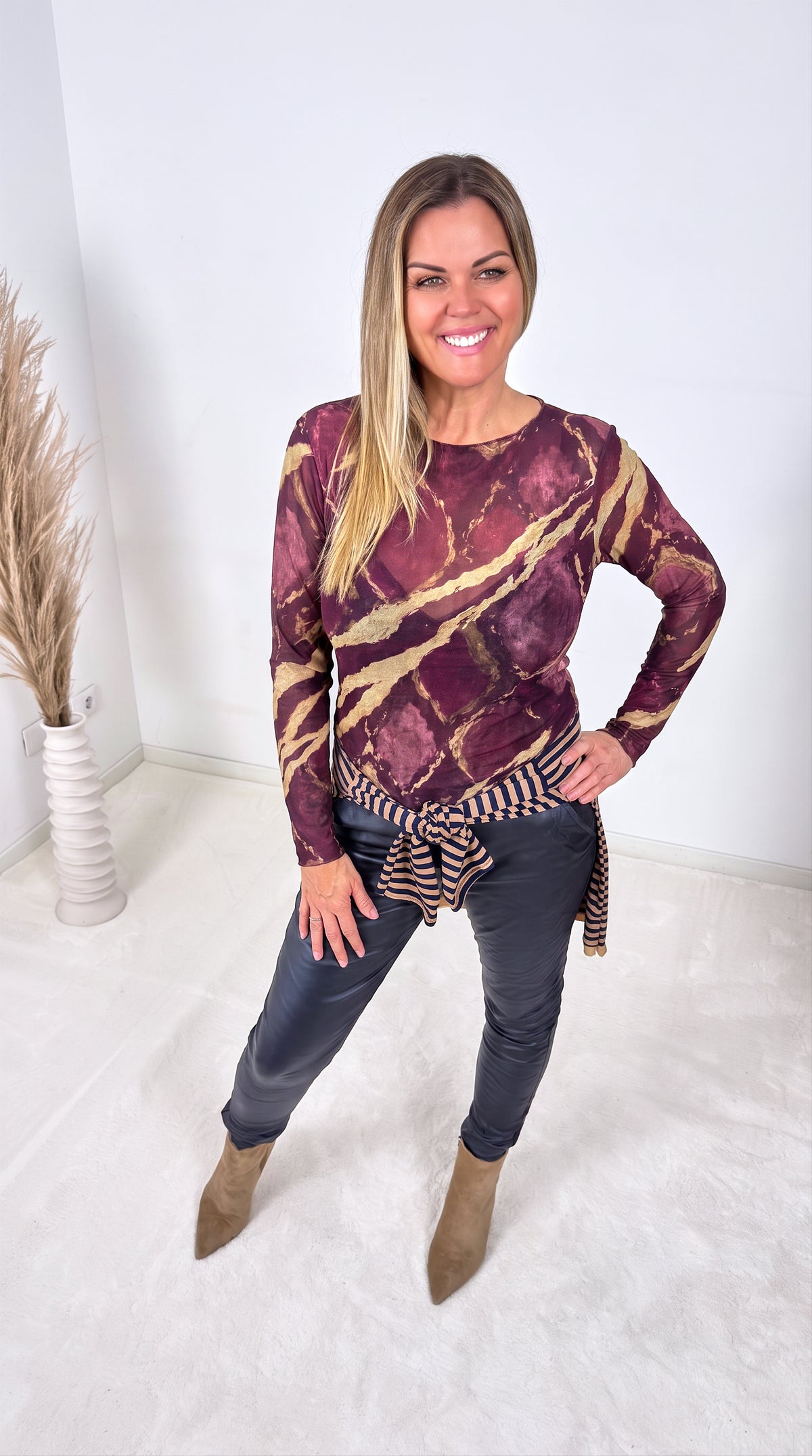 Dünnes Langarmshirt Bark *Bordeaux*