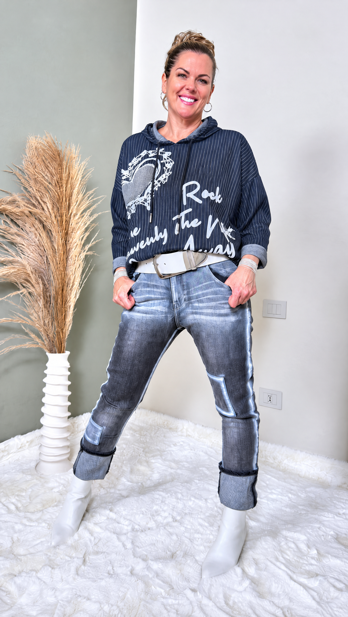 Hoodie Rock The Night Away *Dunkelblau*