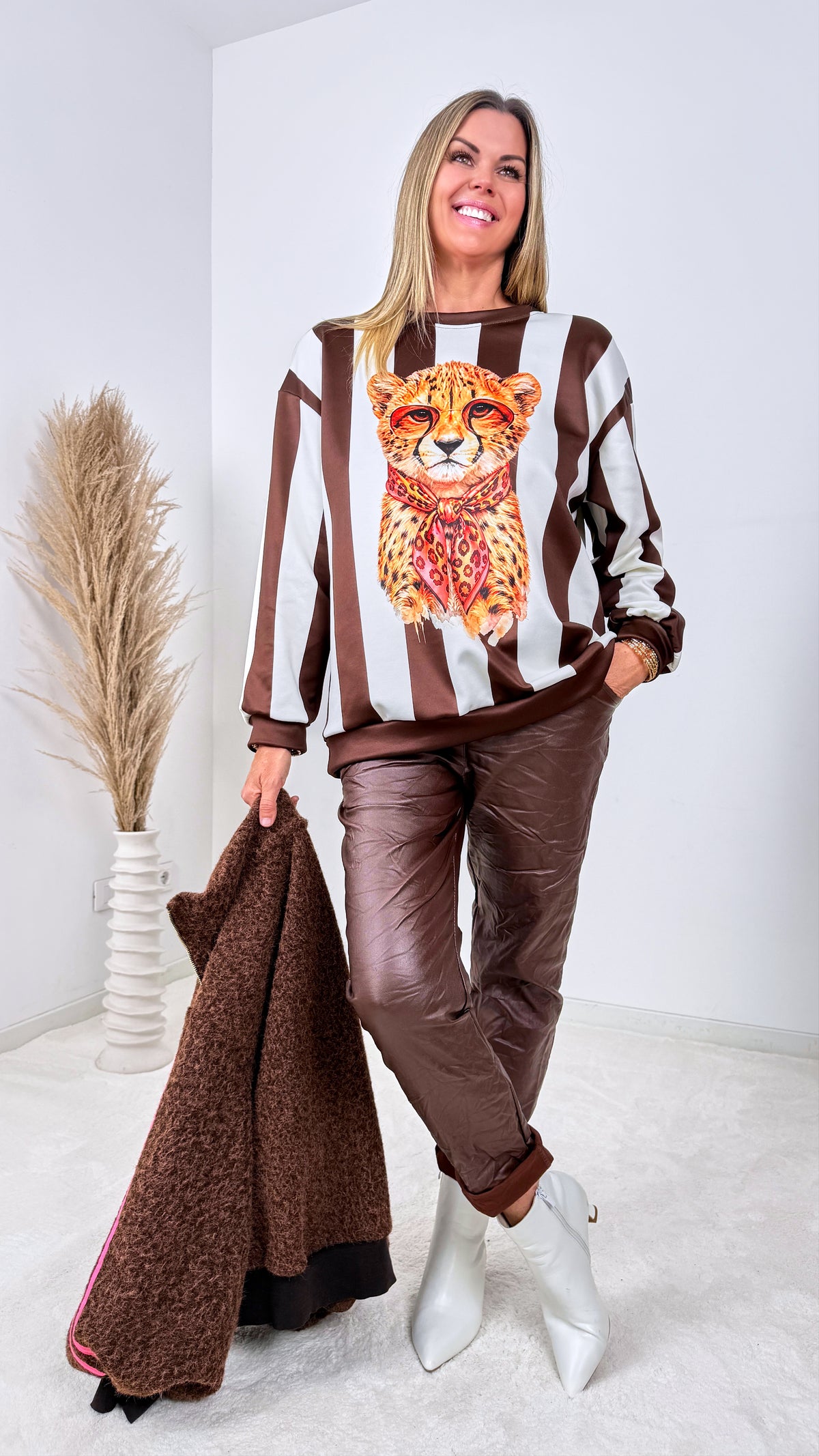 Sweatshirt Cheetah *Weiß/Schoko*