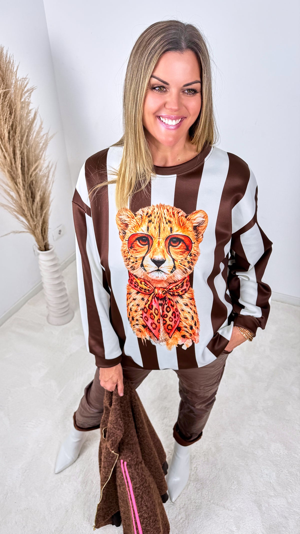 Sweatshirt Cheetah *Weiß/Schoko*