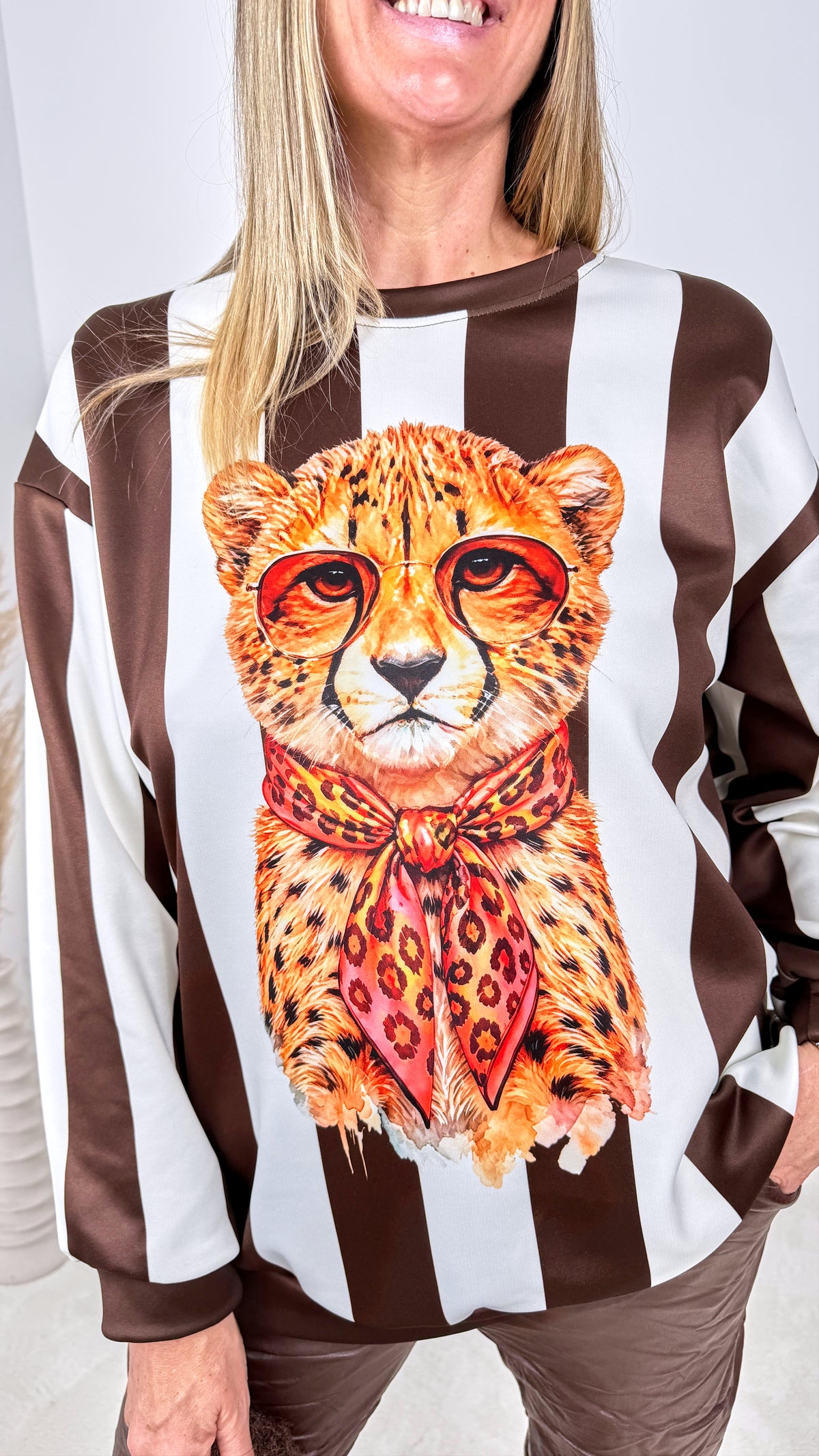 Sweatshirt Cheetah *Weiß/Schoko*