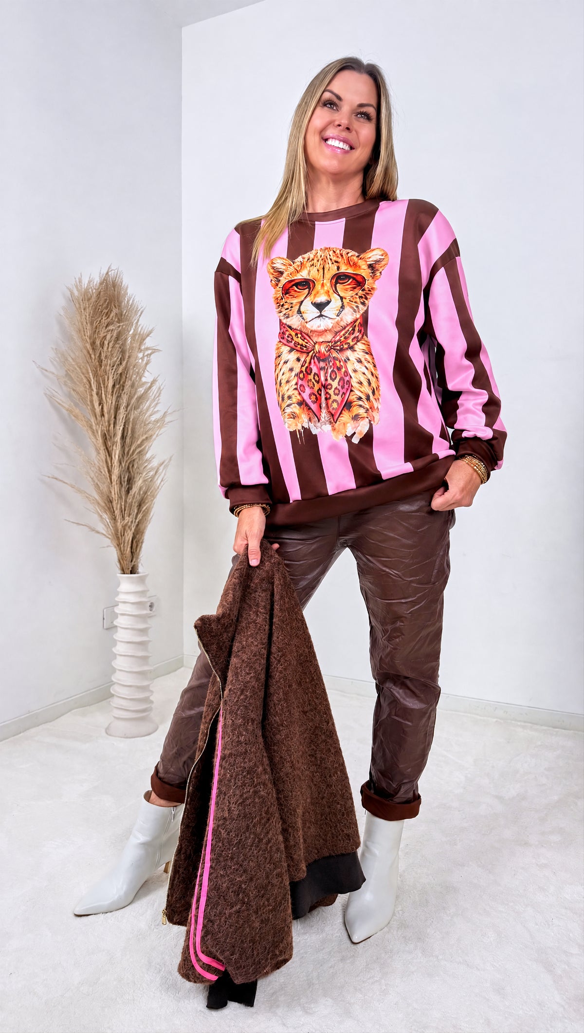 Sweatshirt Cheetah *Rosa/Schoko*