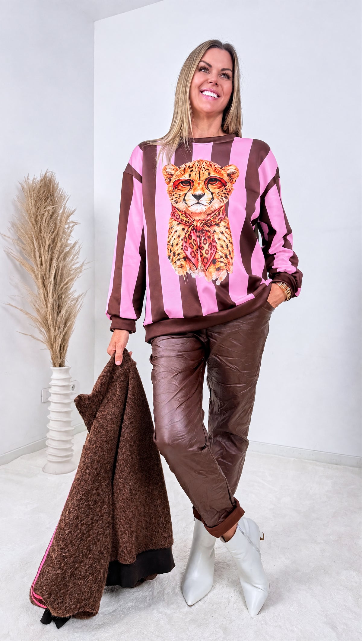 Sweatshirt Cheetah *Rosa/Schoko*