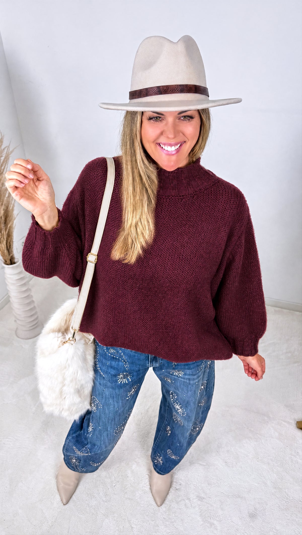 Strickpullover Autumn Ridge *Bordeaux*