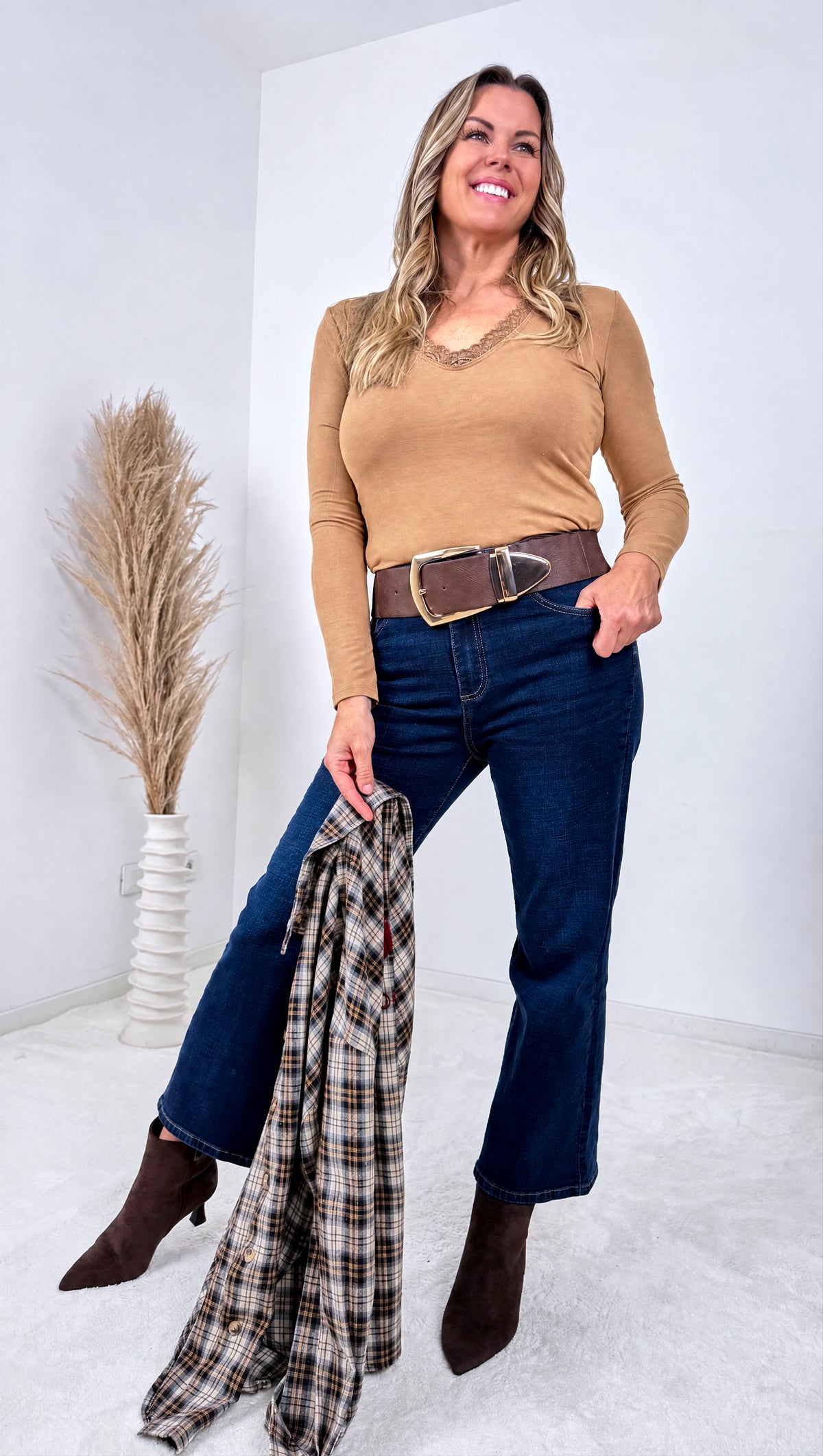 Langarmshirt Fiona Rose *Camel*