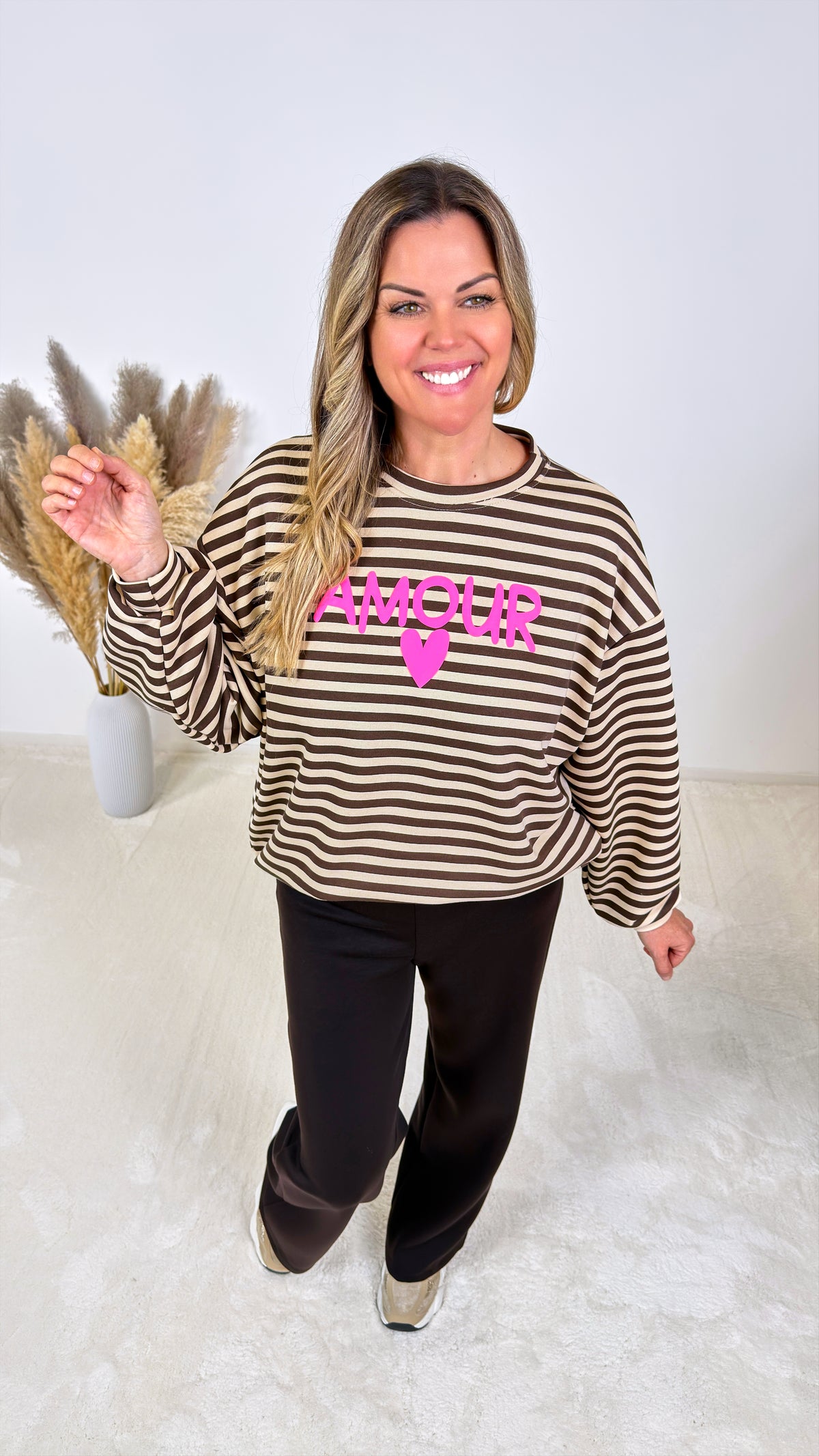 Sweatshirt Amour Stripes *Beige*
