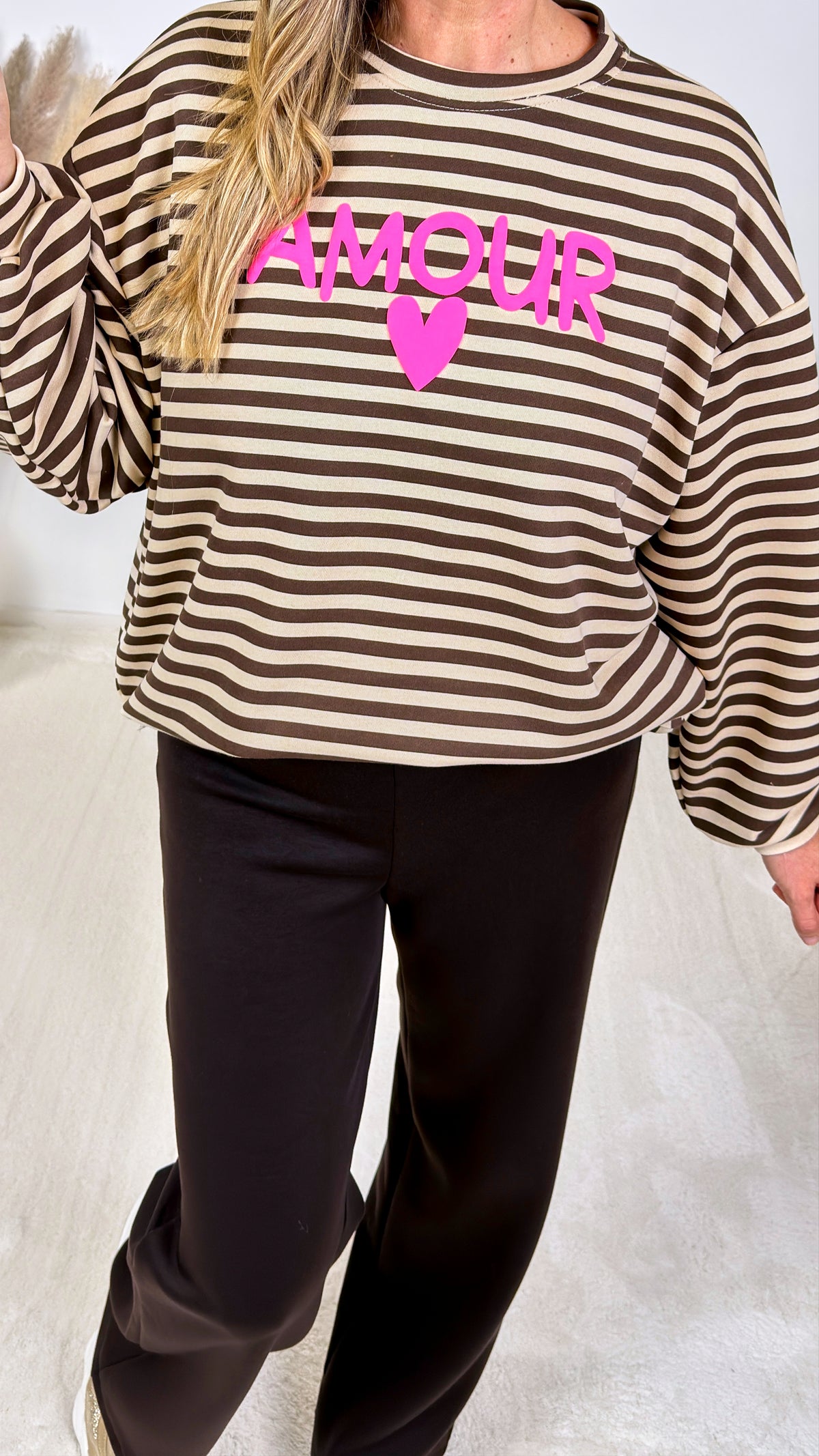 Sweatshirt Amour Stripes *Beige*