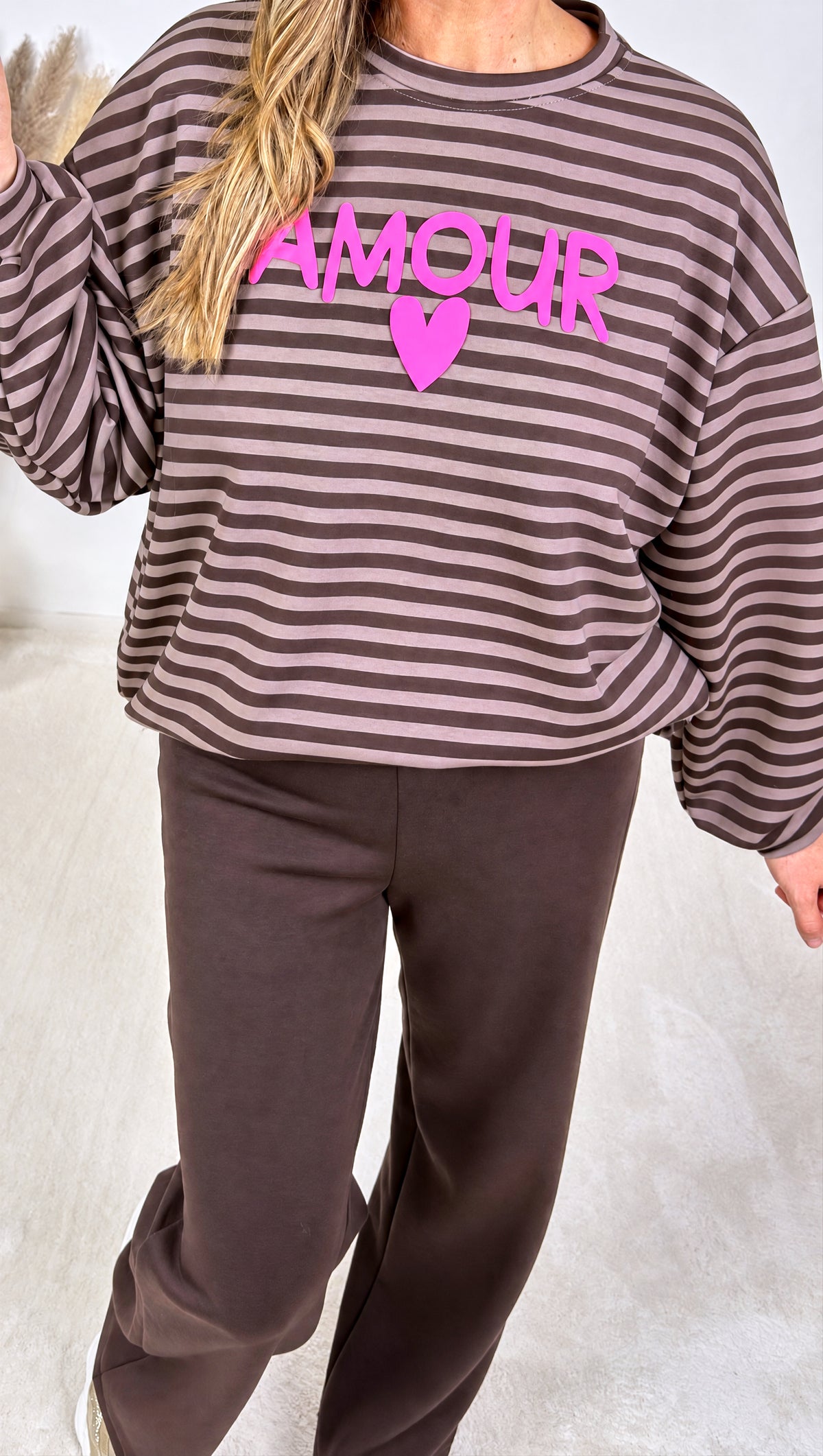 Sweatshirt Amour Stripes *Schoko*