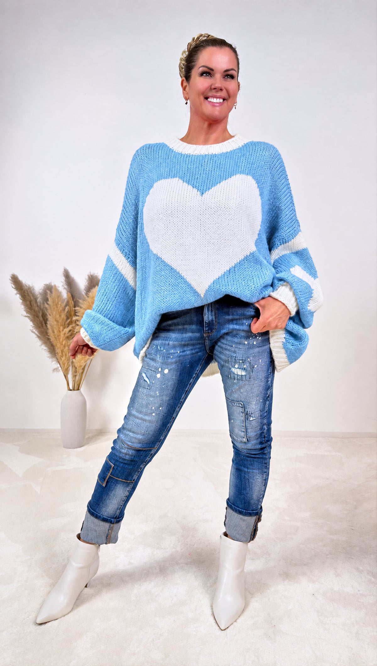 Strickpullover Herzfeuer *Hellblau*