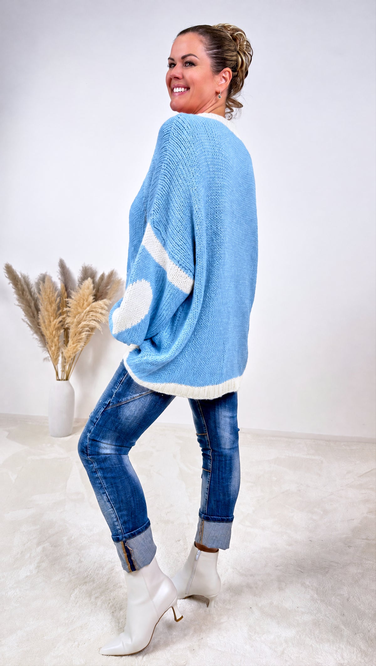 Strickpullover Herzfeuer *Hellblau*