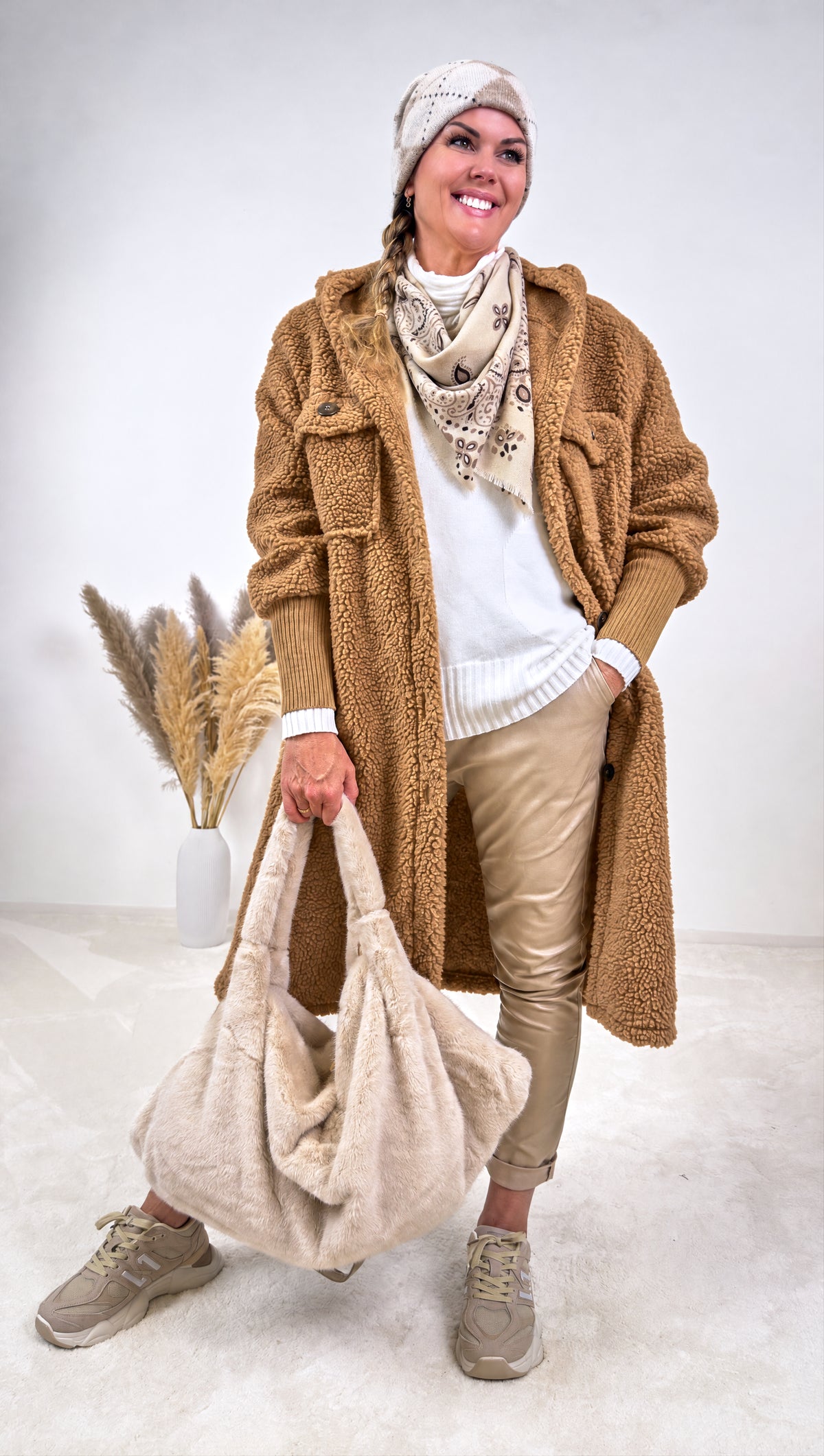 Teddy-Mantel Birken *Camel*