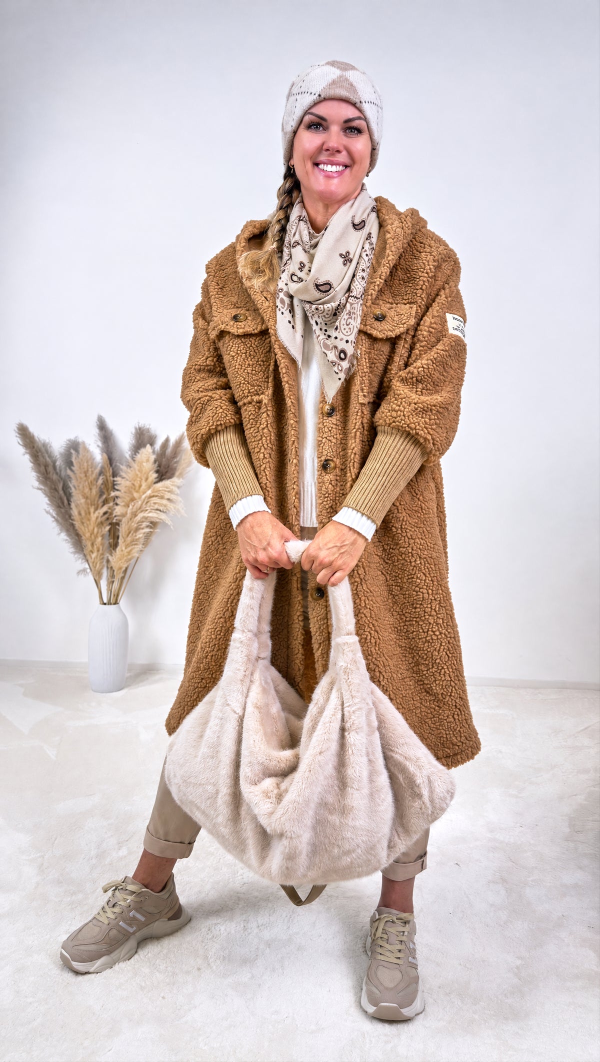 Teddy-Mantel Birken *Camel*