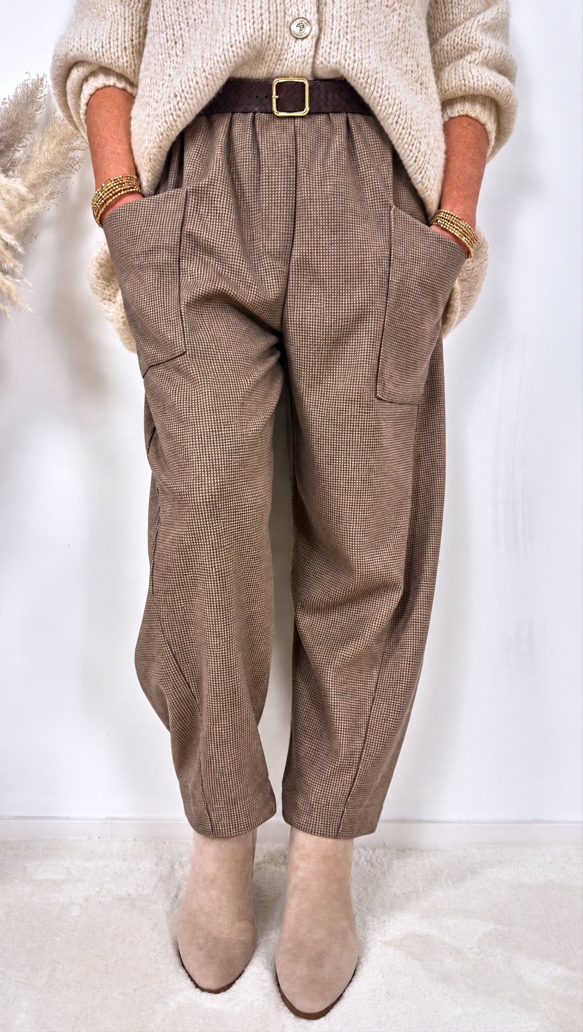 Hose Houndstooth *Camel*