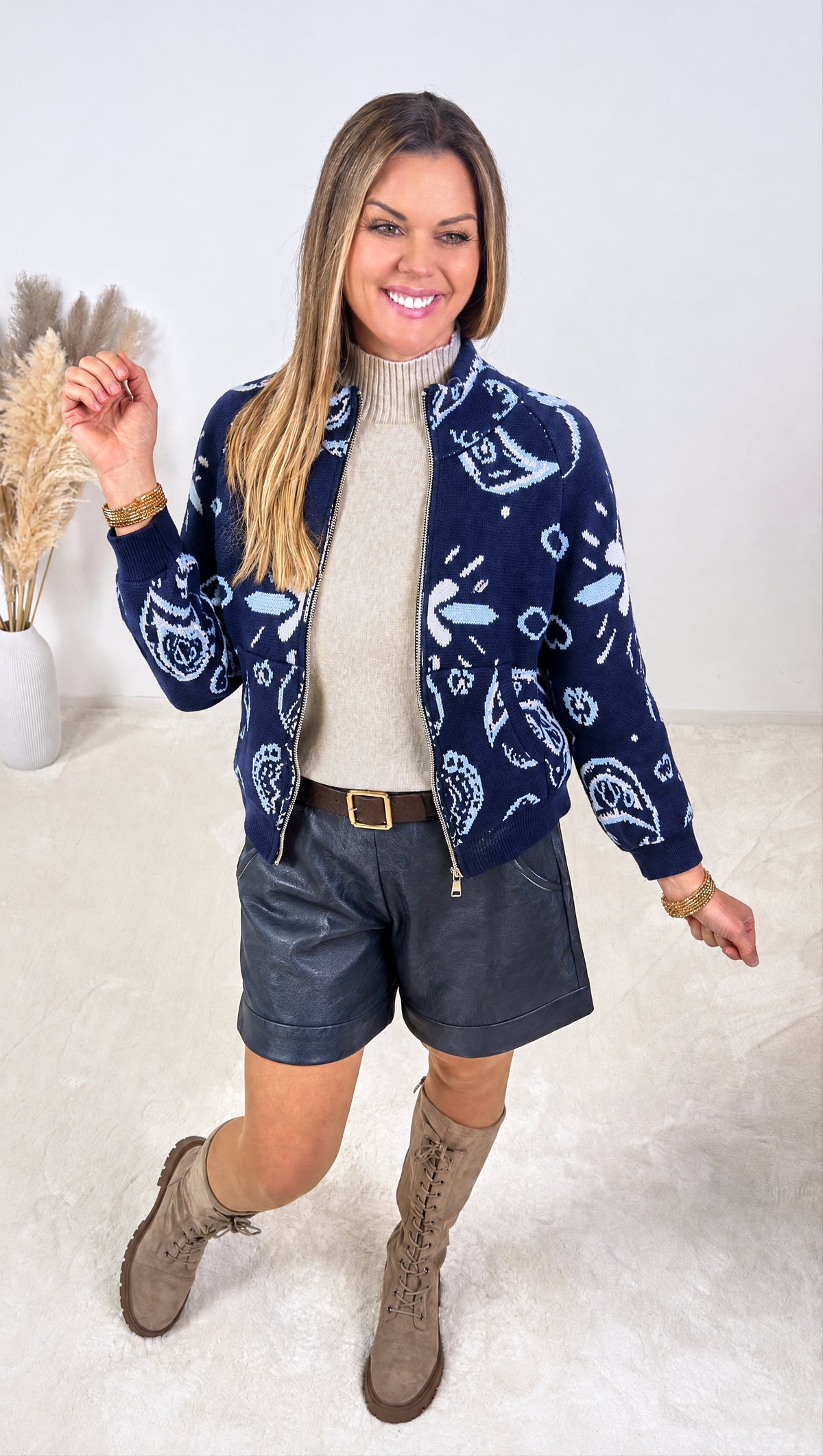 Strickjacke Autumn Bandana *Dunkelblau*