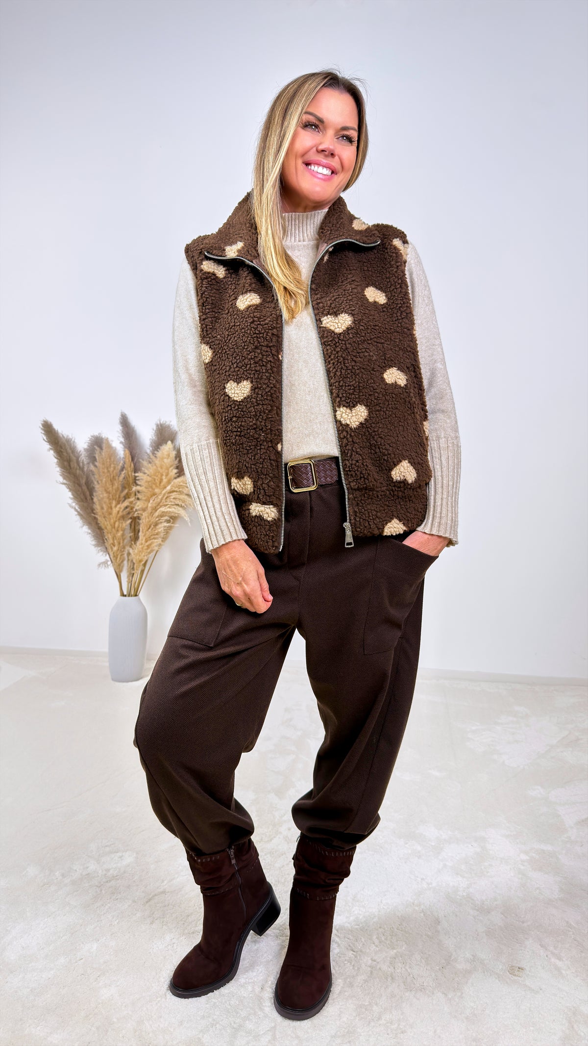 Teddy Weste Sherpa Heart *Schoko*