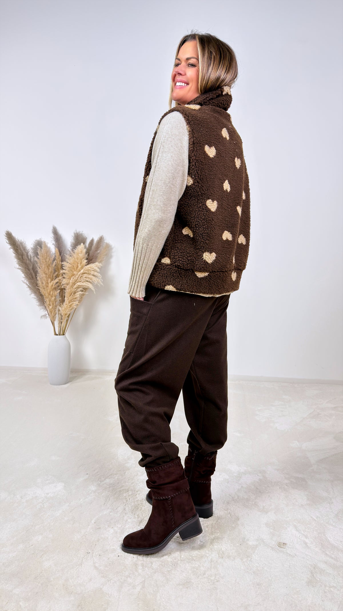 Teddy Weste Sherpa Heart *Schoko*