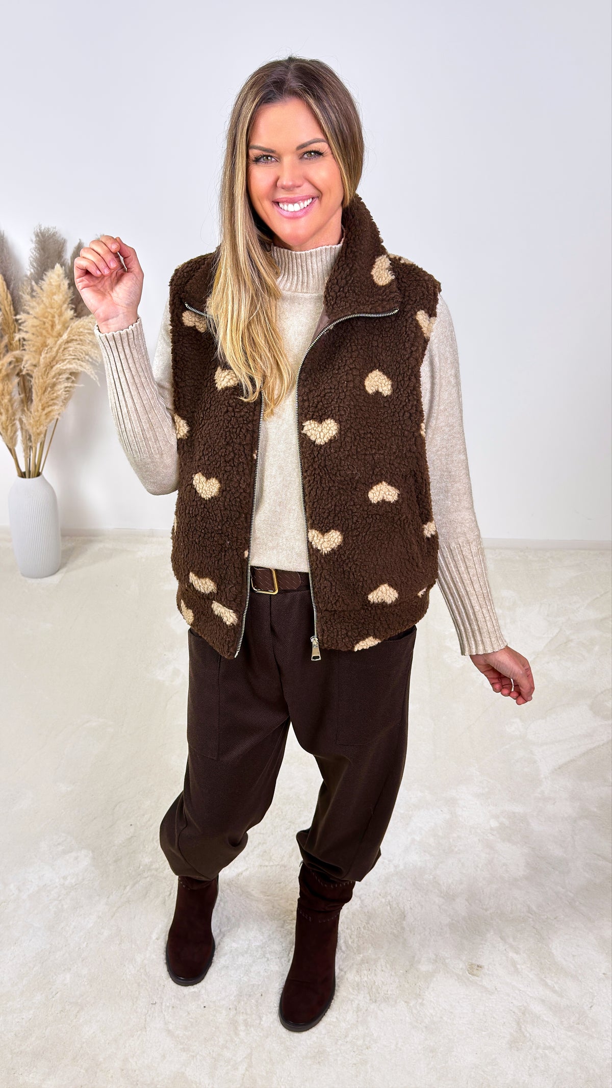 Teddy Weste Sherpa Heart *Schoko*
